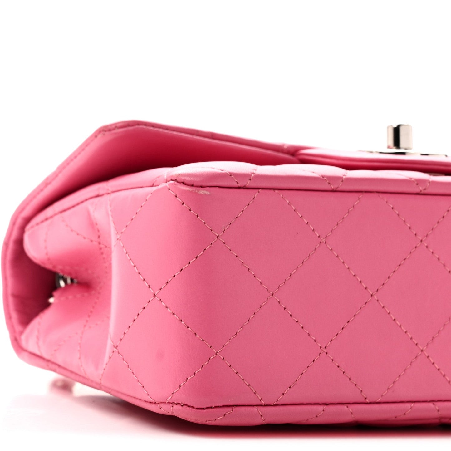 Lambskin Quilted Mini Rectangular Flap Pink