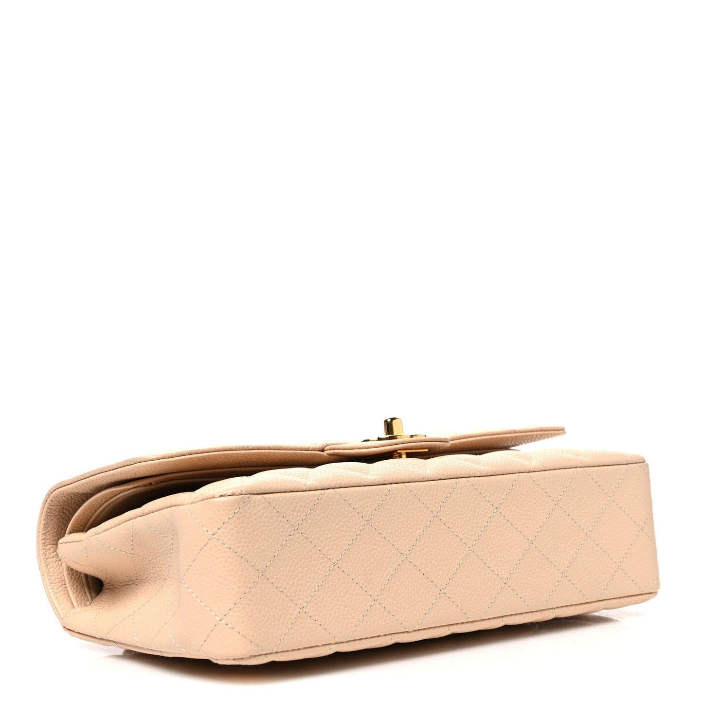 Caviar Quilted Medium Double Flap Beige Beige Clair