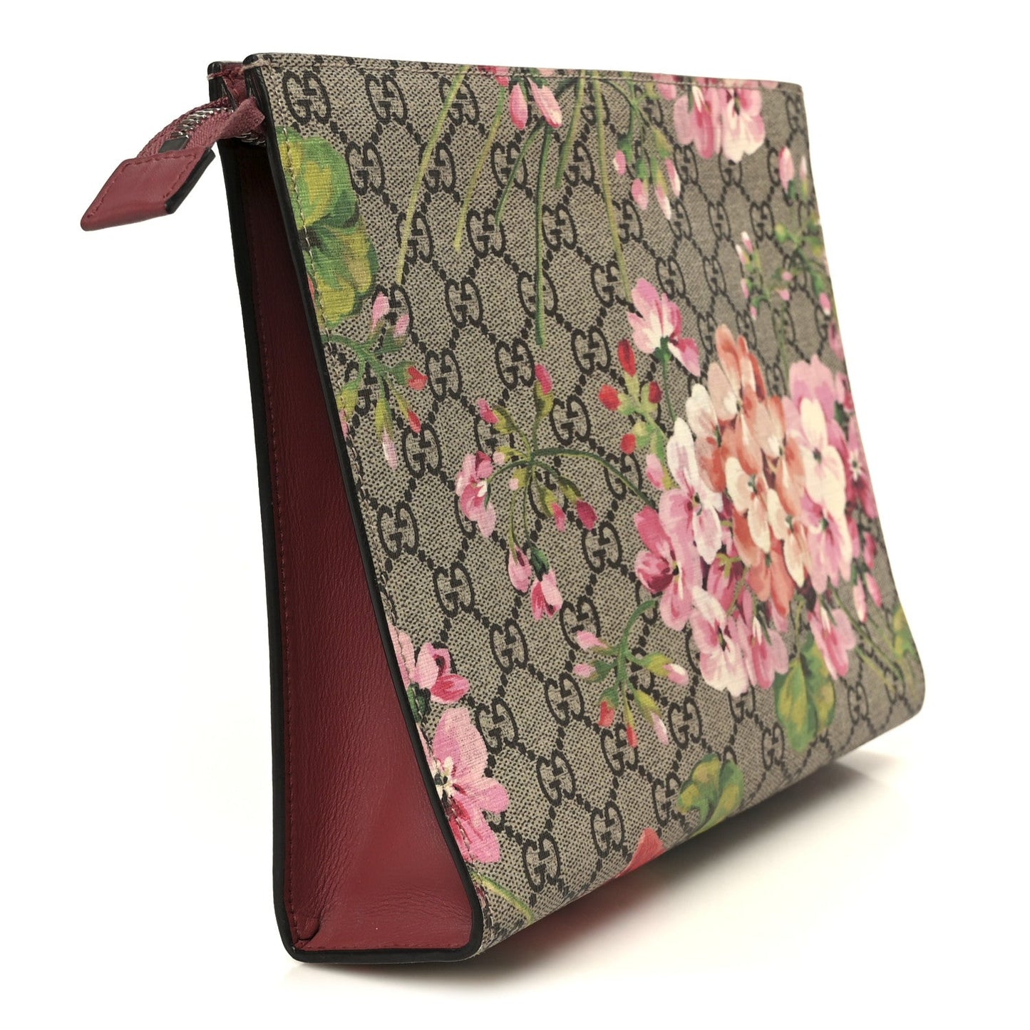 GG Supreme Monogram Blooms Large Cosmetic Case Beige Multicolor Dry Rose