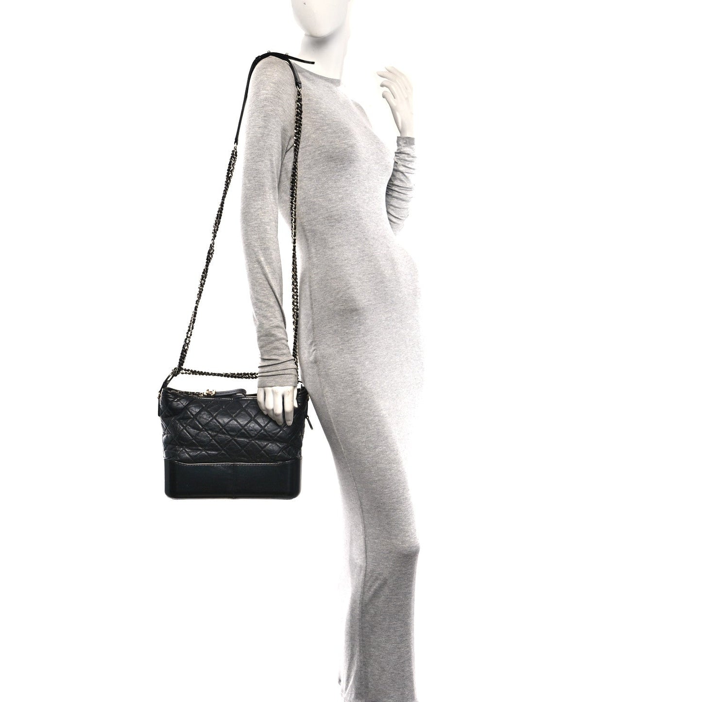 Aged Calfskin Quilted Medium Gabrielle Hobo Black
