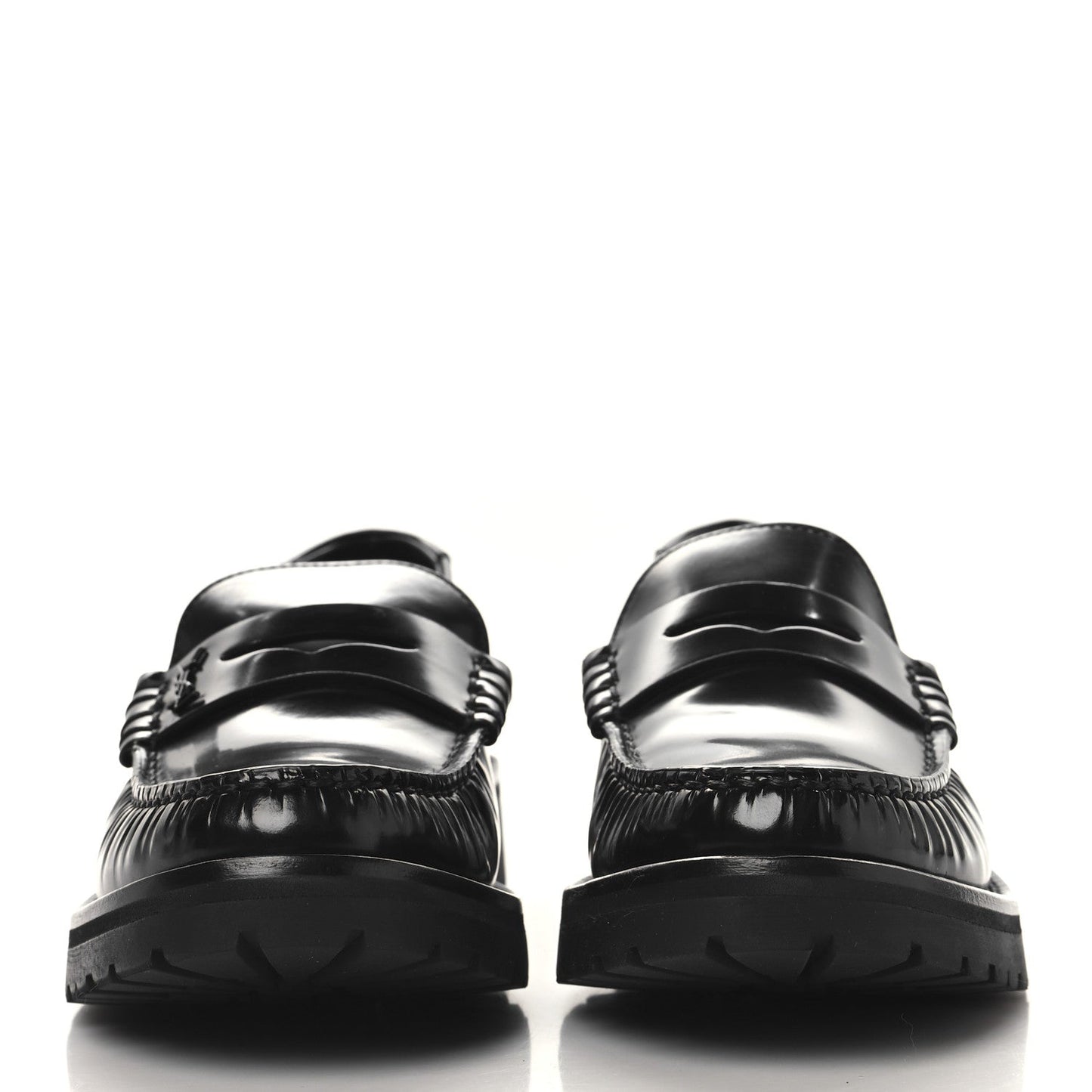 Glazed Calfskin Le Loafer 15 Penny Slippers 38.5 Black