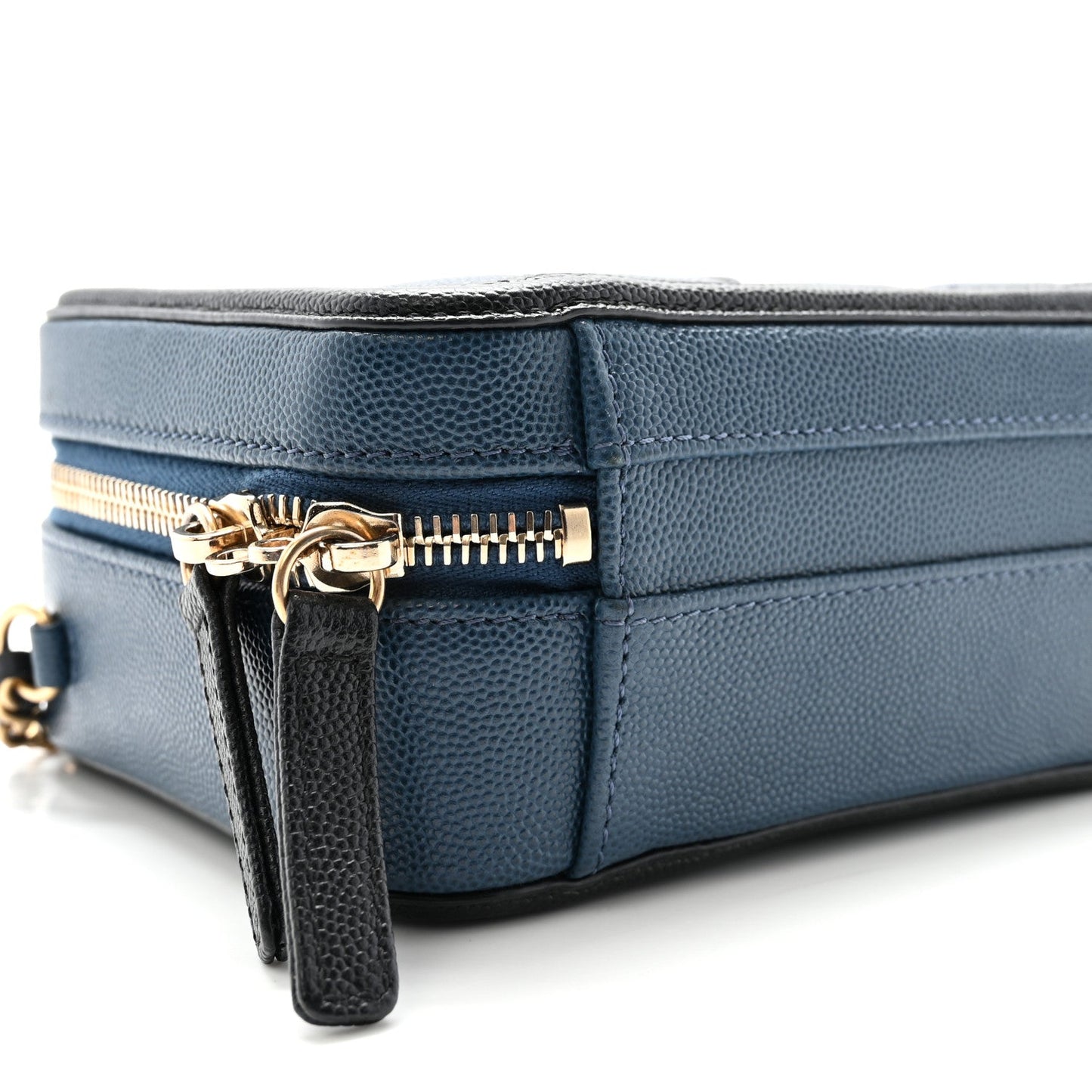 Caviar Quilted Small CC Filigree Vanity Case Navy Black