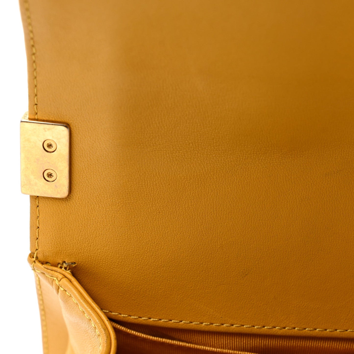 Lambskin Quilted Small Boy Flap Yellow