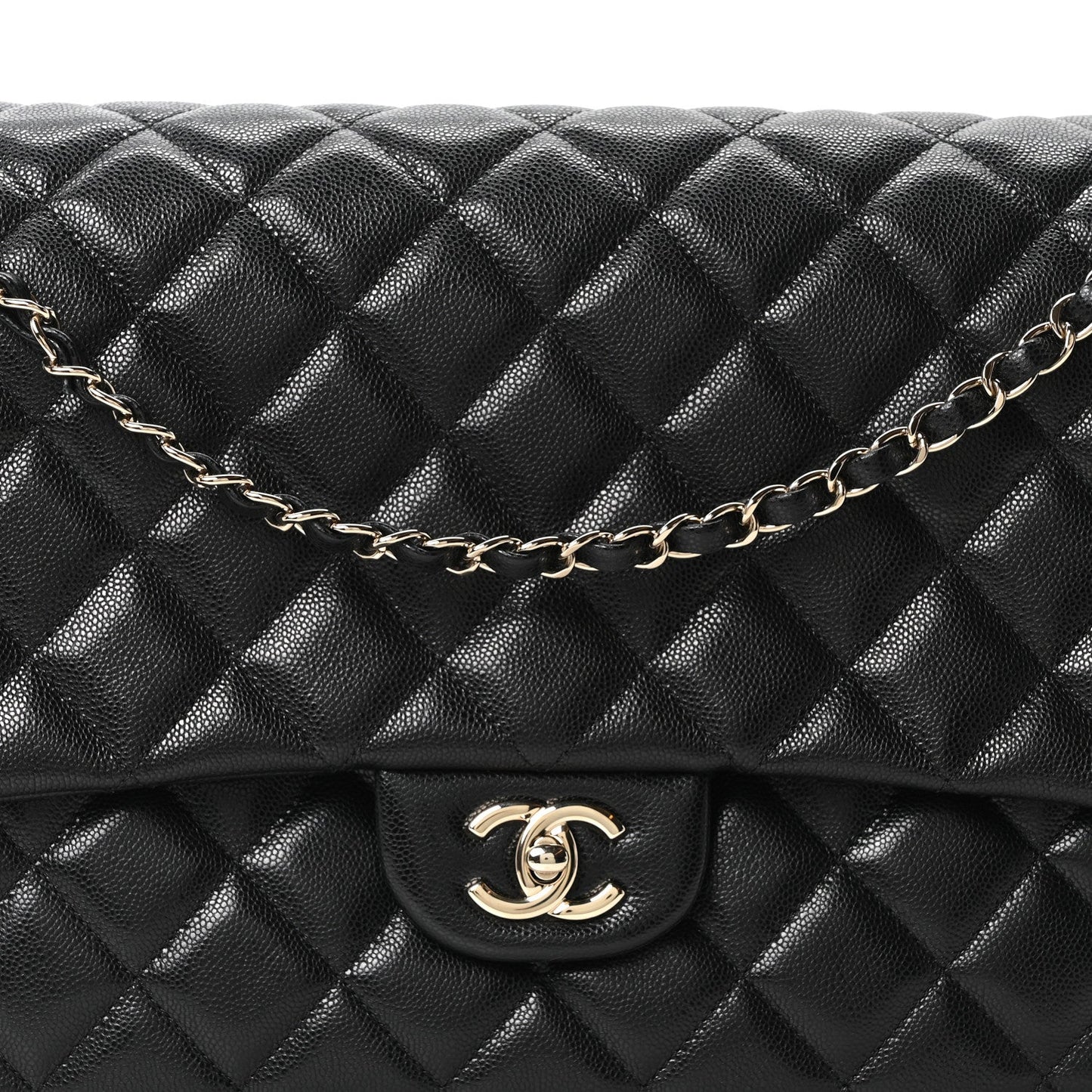 Caviar Quilted XXL Travel Flap Bag Black