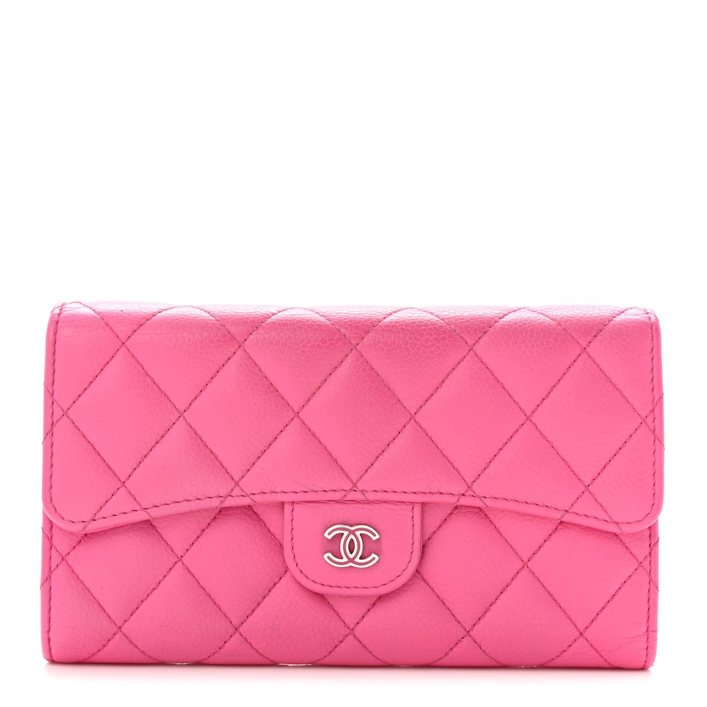 Caviar Quilted Large Flap Wallet Pink