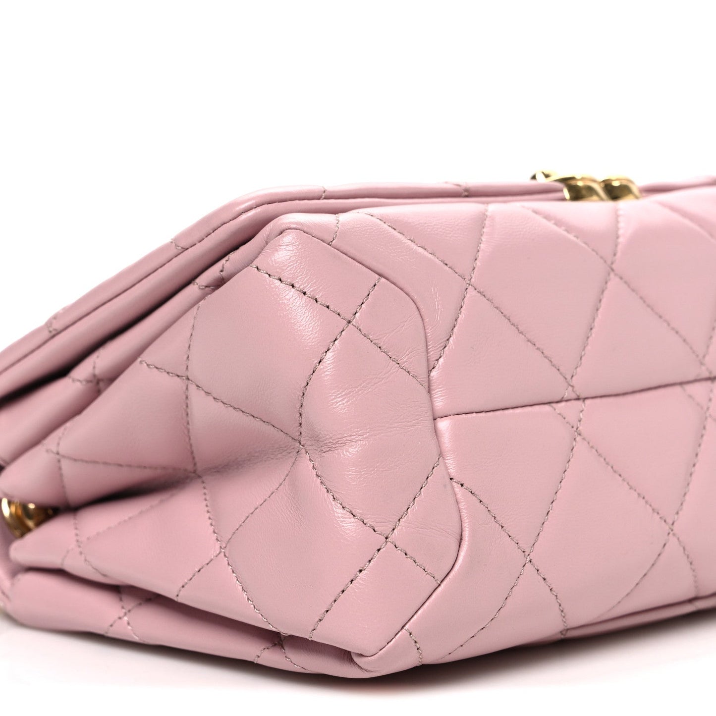 Lambskin Quilted Medium Color Match Flap Light Pink