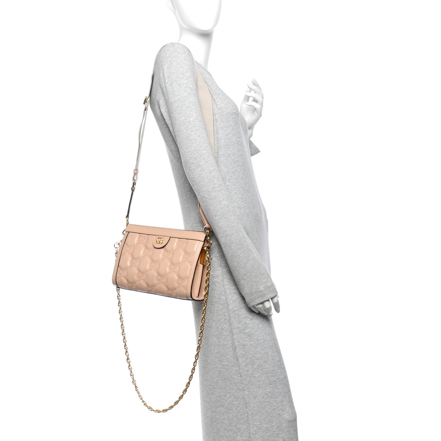 Calfskin GG Matelasse Small Slim Chain Shoulder Bag Naturale