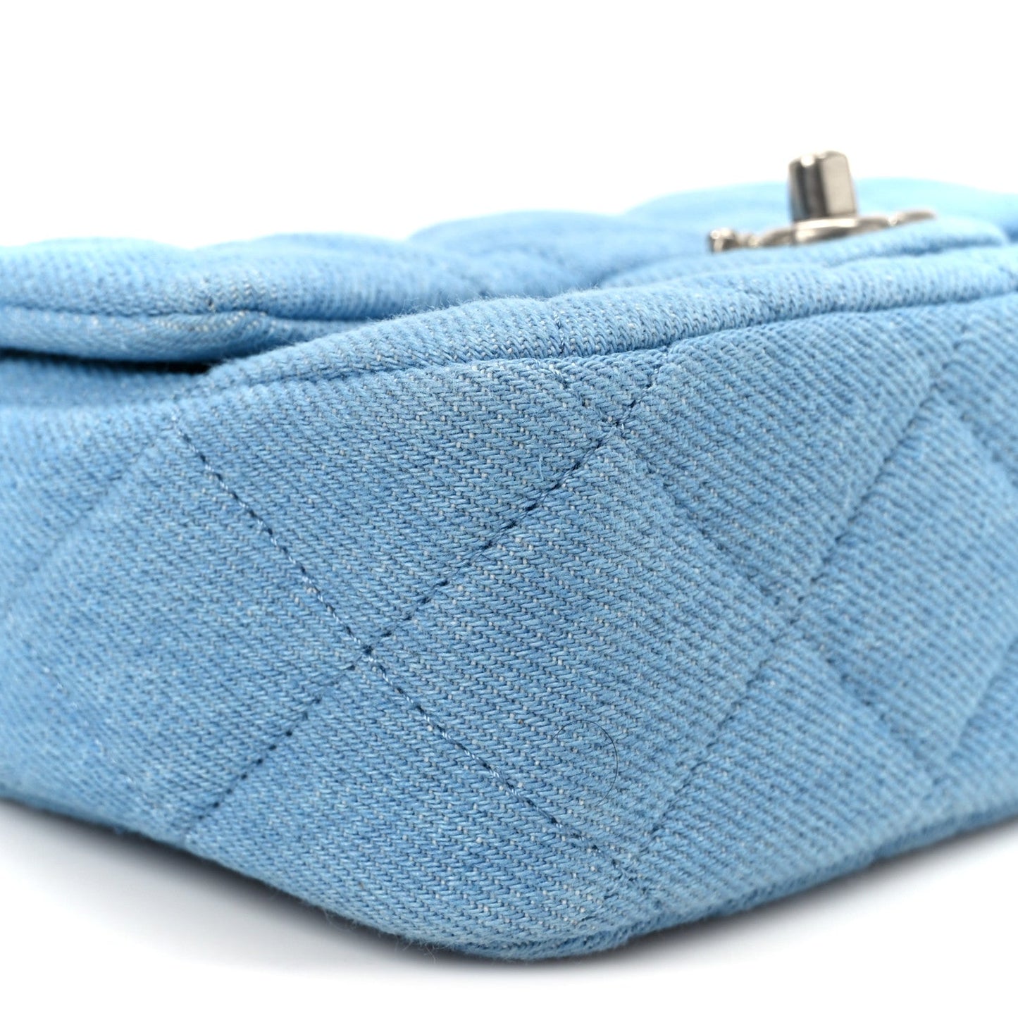 Denim Quilted Sweetheart Mini Flap Blue