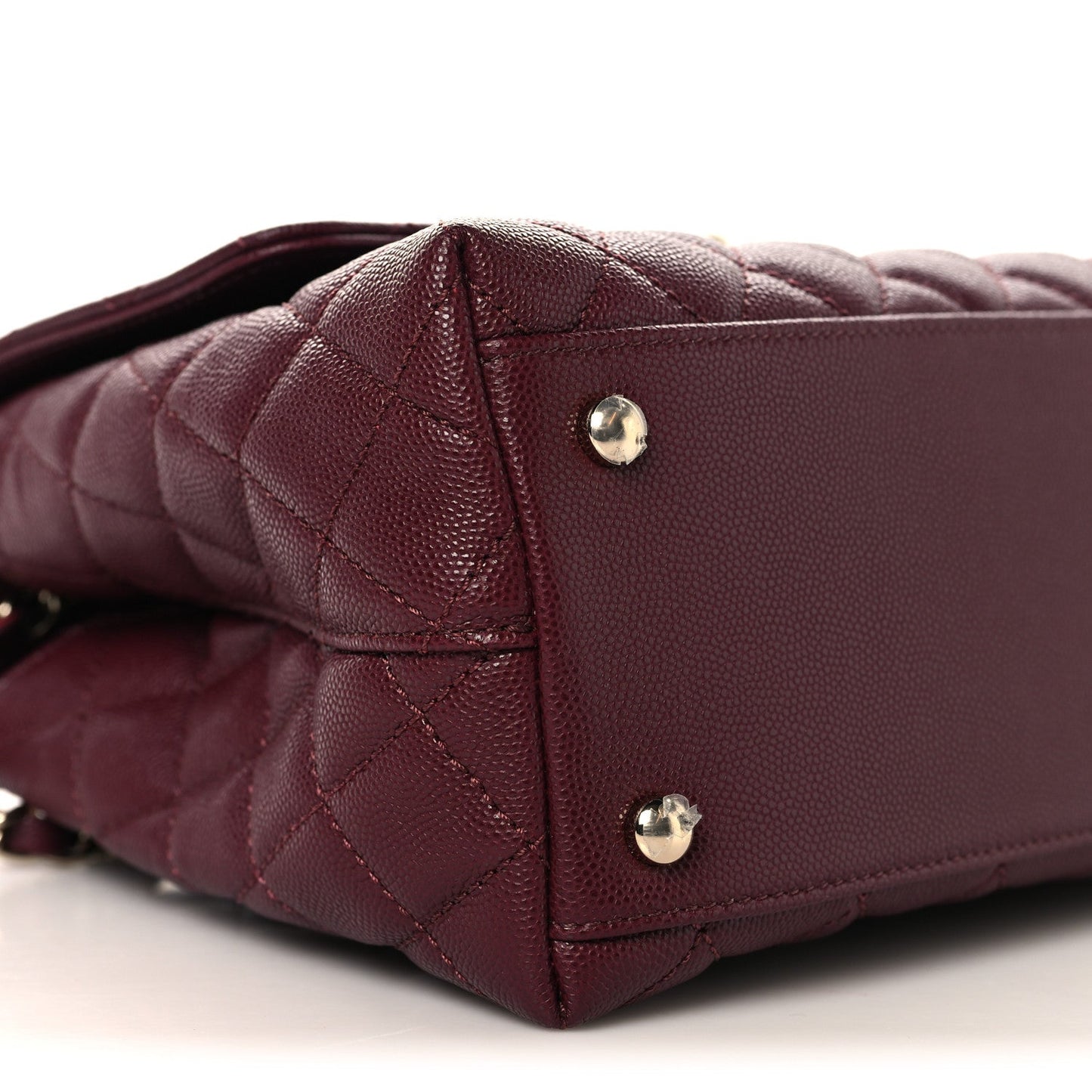 Caviar Quilted Small Coco Handle Flap Burgundy
