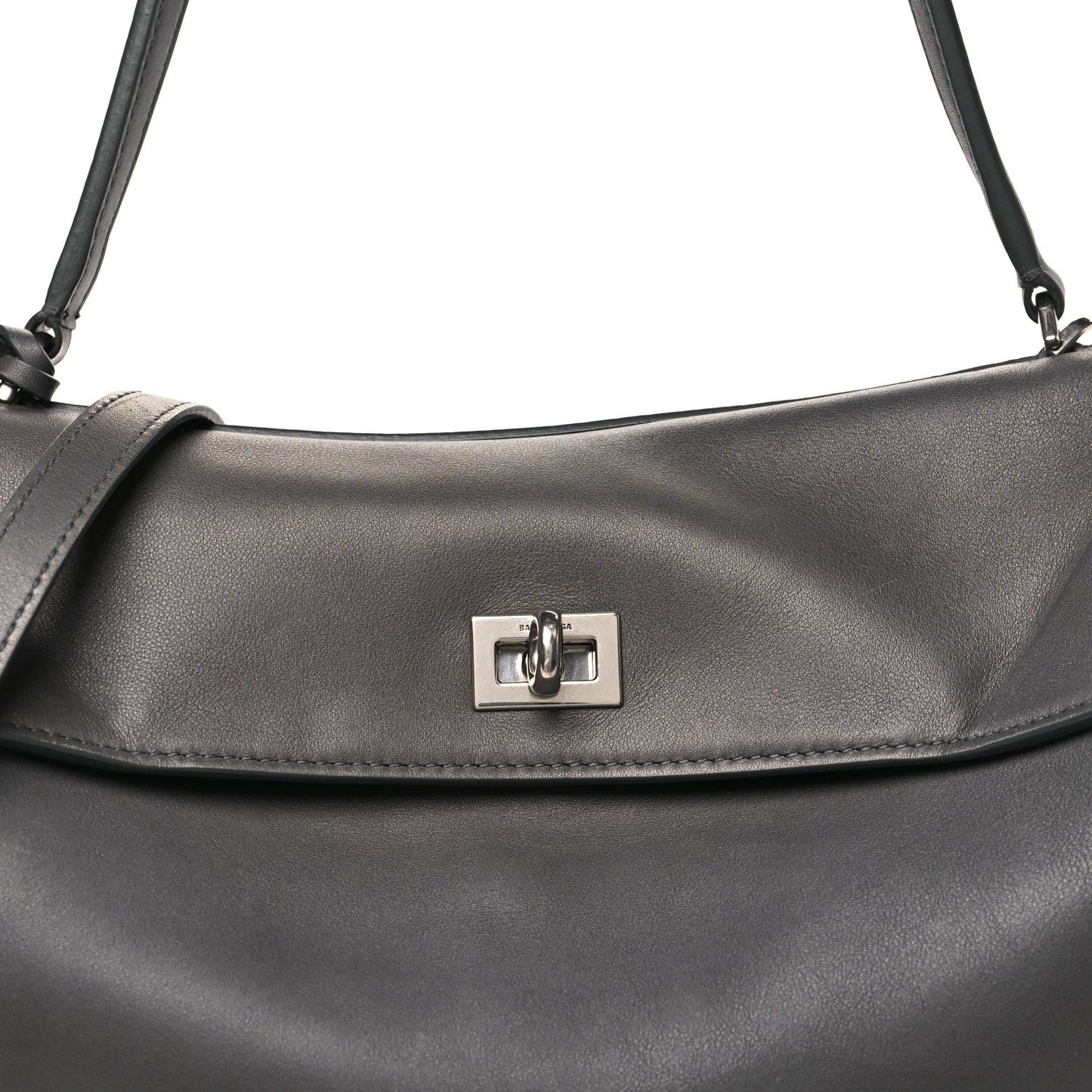 Natural Smooth Calfskin Medium Rodeo Top Handle Handbag Grey