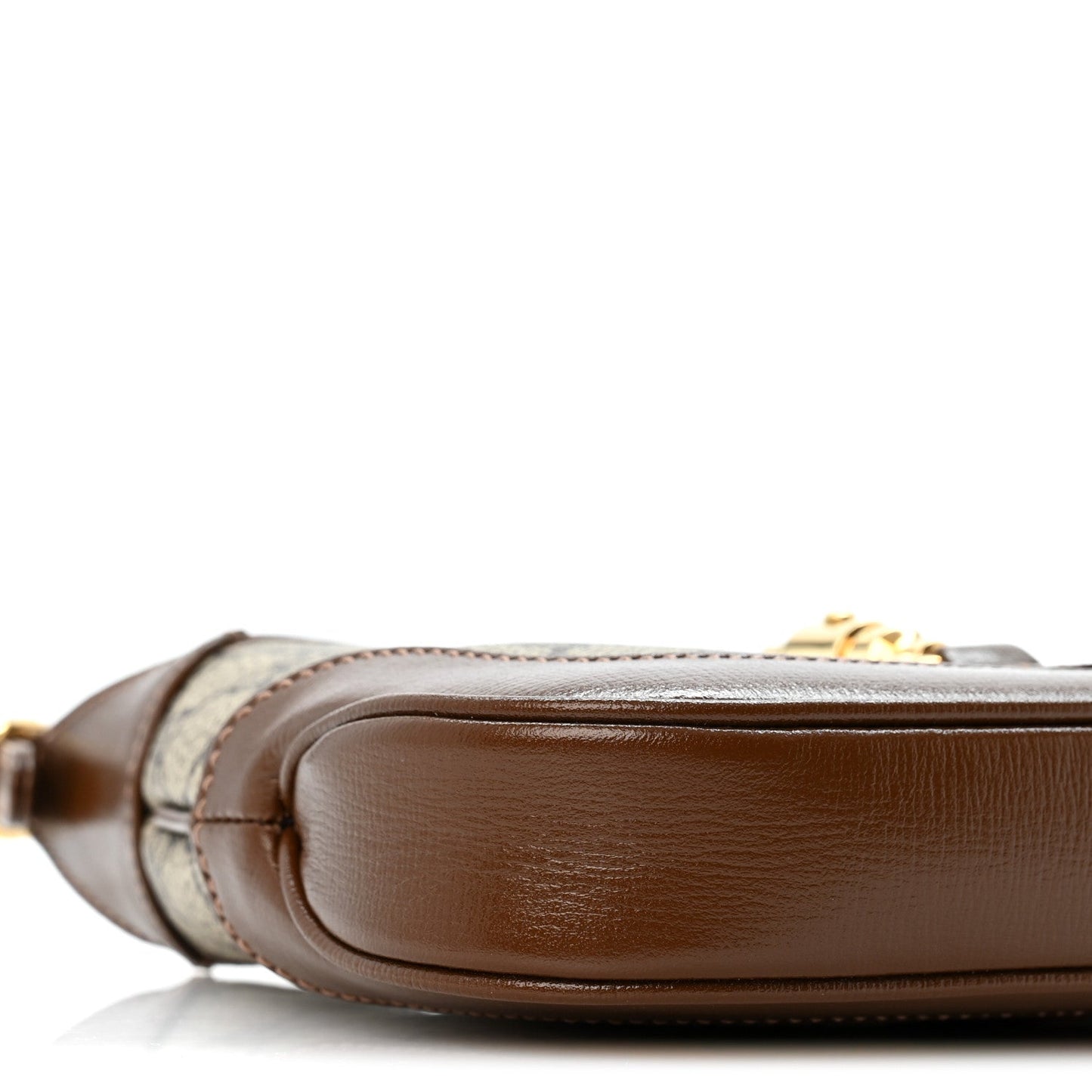 GG Supreme Monogram Azalea Calfskin Web Mini Jackie 1961 Hobo Beige Ebony Brown Sugar