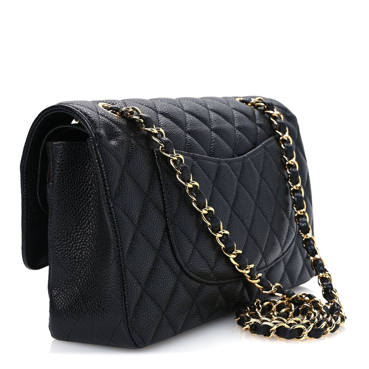 Caviar Quilted Medium Double Flap Black