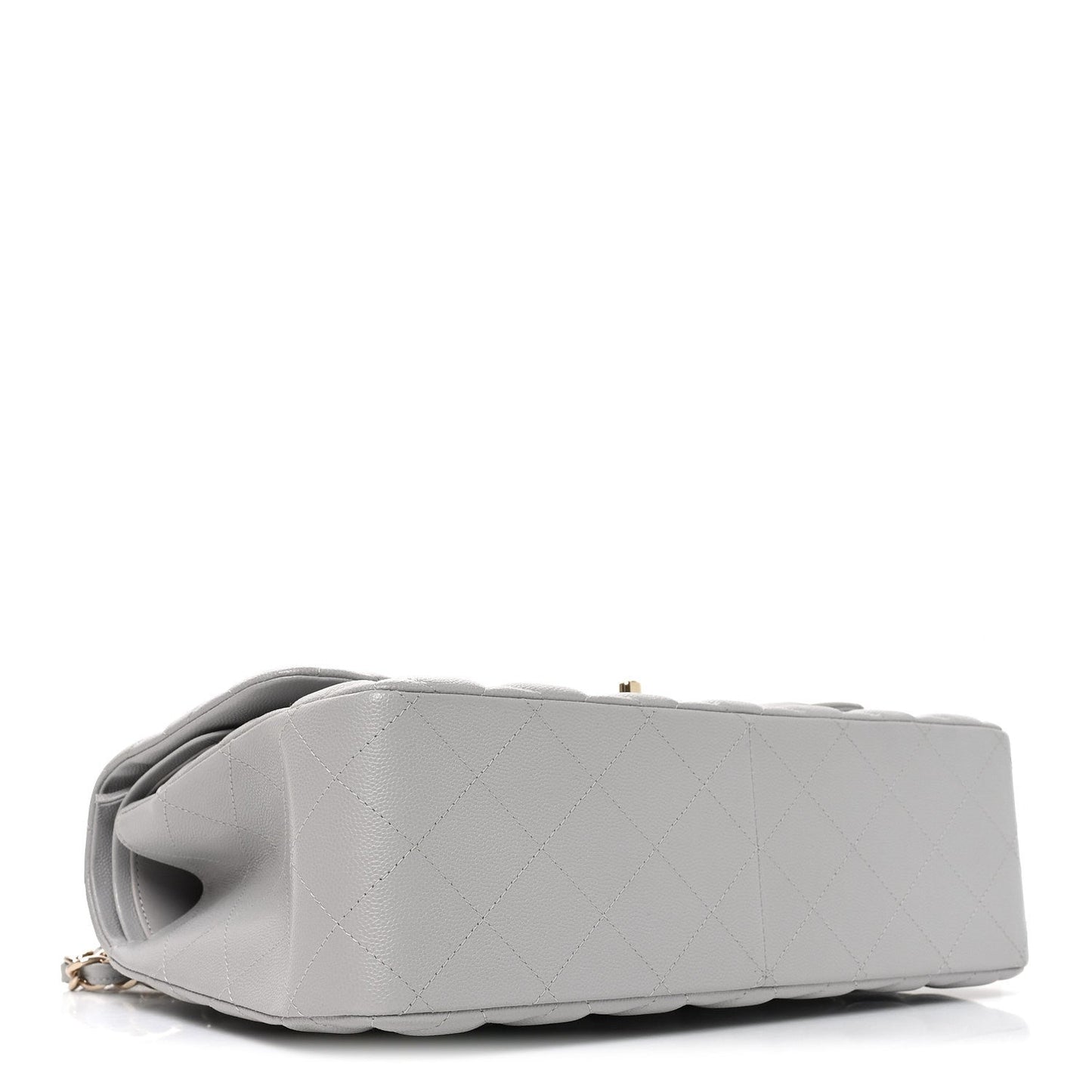 Caviar Quilted Jumbo Double Flap Grey