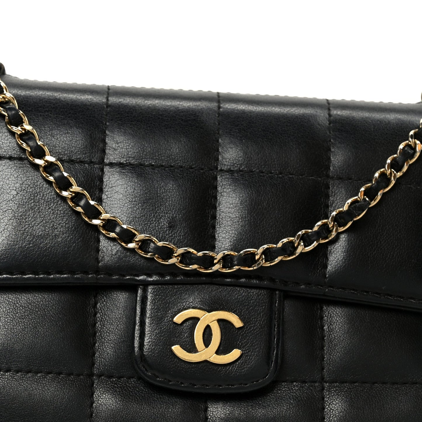 Lambskin Quilted Mini Chocolate Bar Flap Black