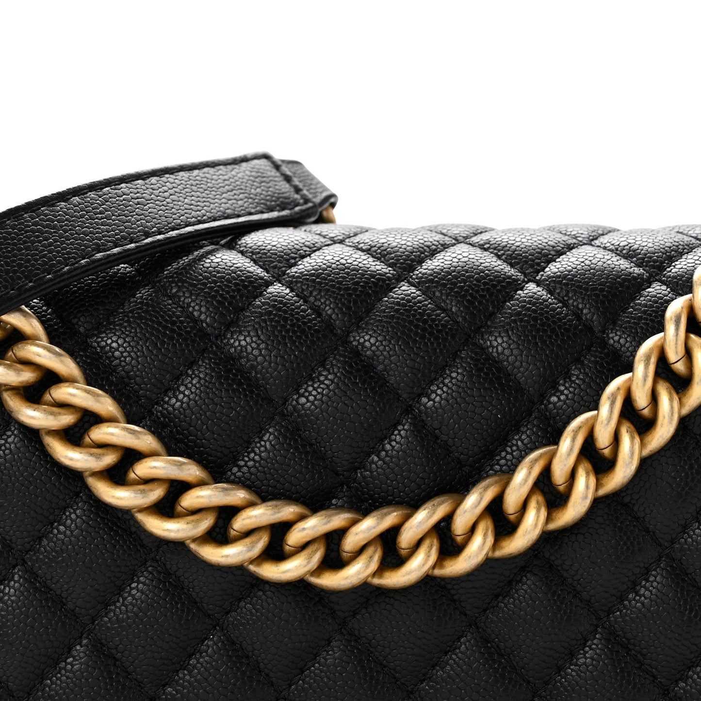 Caviar Quilted Medium Chain Around Boy Flap Black