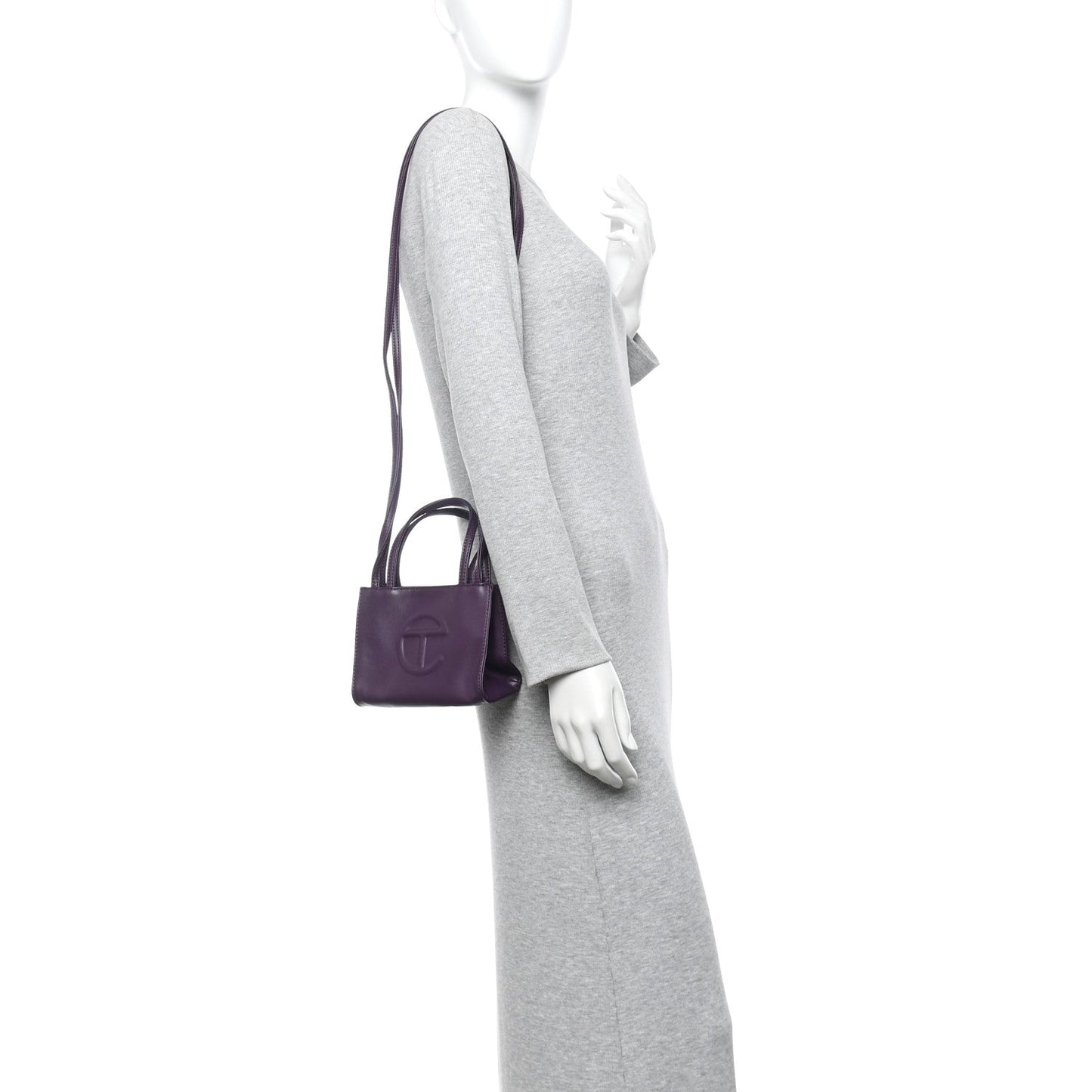 Vegan Leather Small Shopping Bag Eggplant