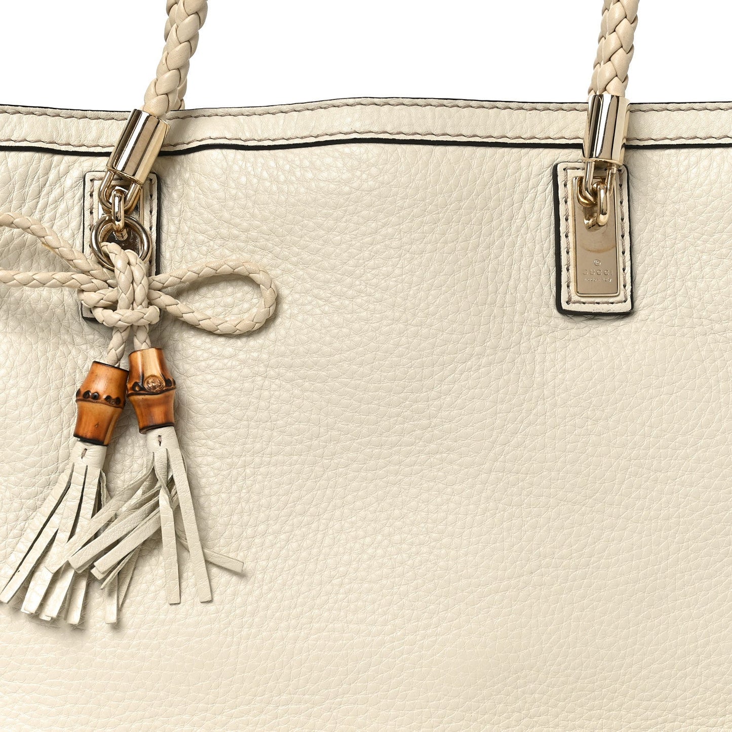 Pebbled Calfskin Medium Bella Tote Off White