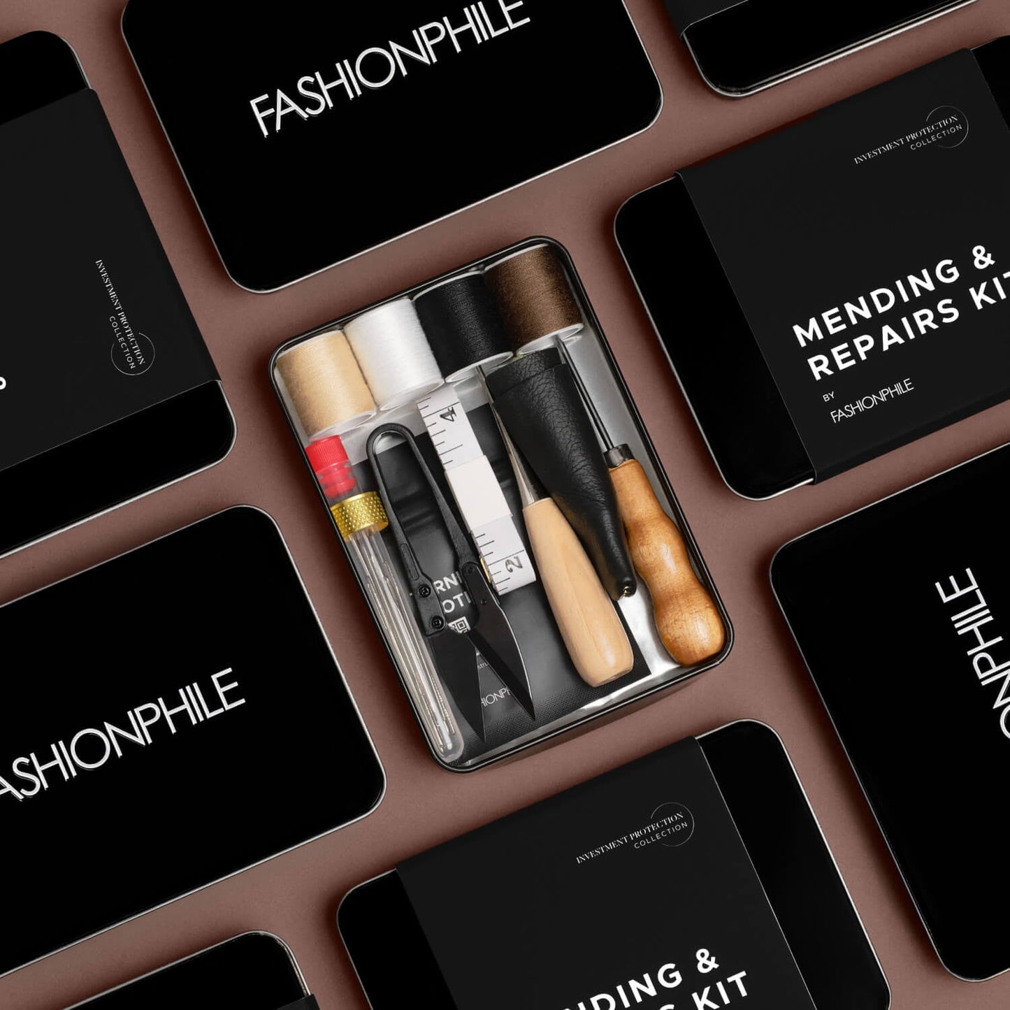 Mending & Repair Kit Black and brown.