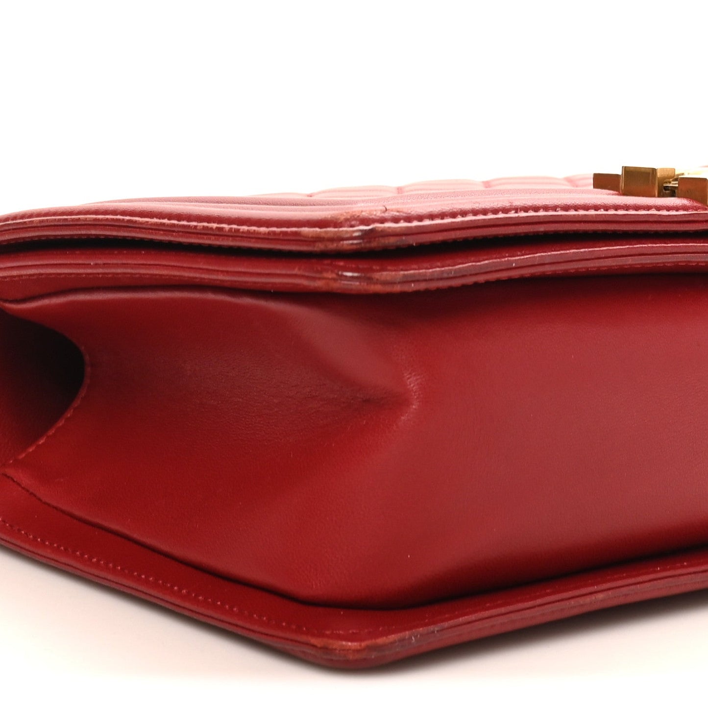 Lambskin Quilted Medium Boy Flap Dark Red