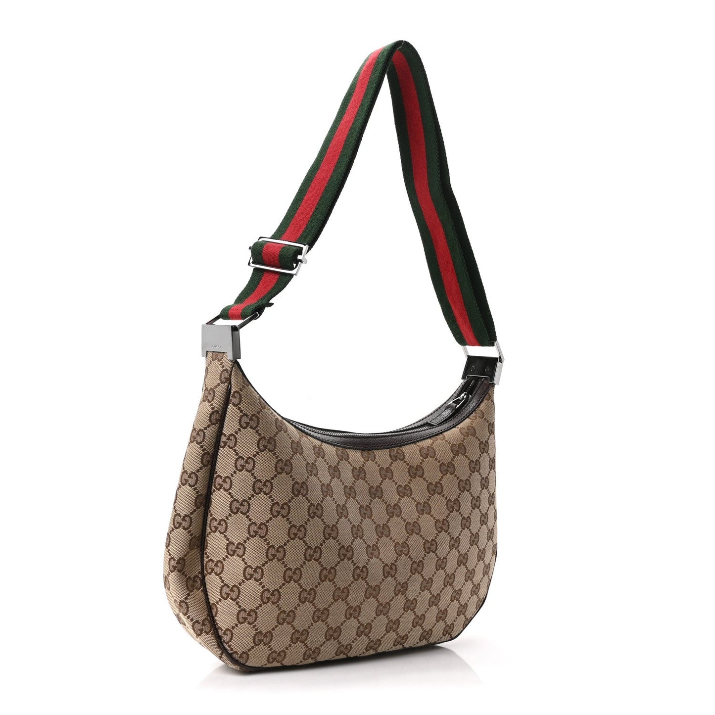 Monogram Web Medium Half Moon Hobo Dark Brown