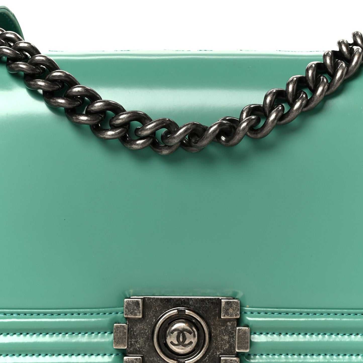 Glazed Calfskin Medium Boy Flap Green