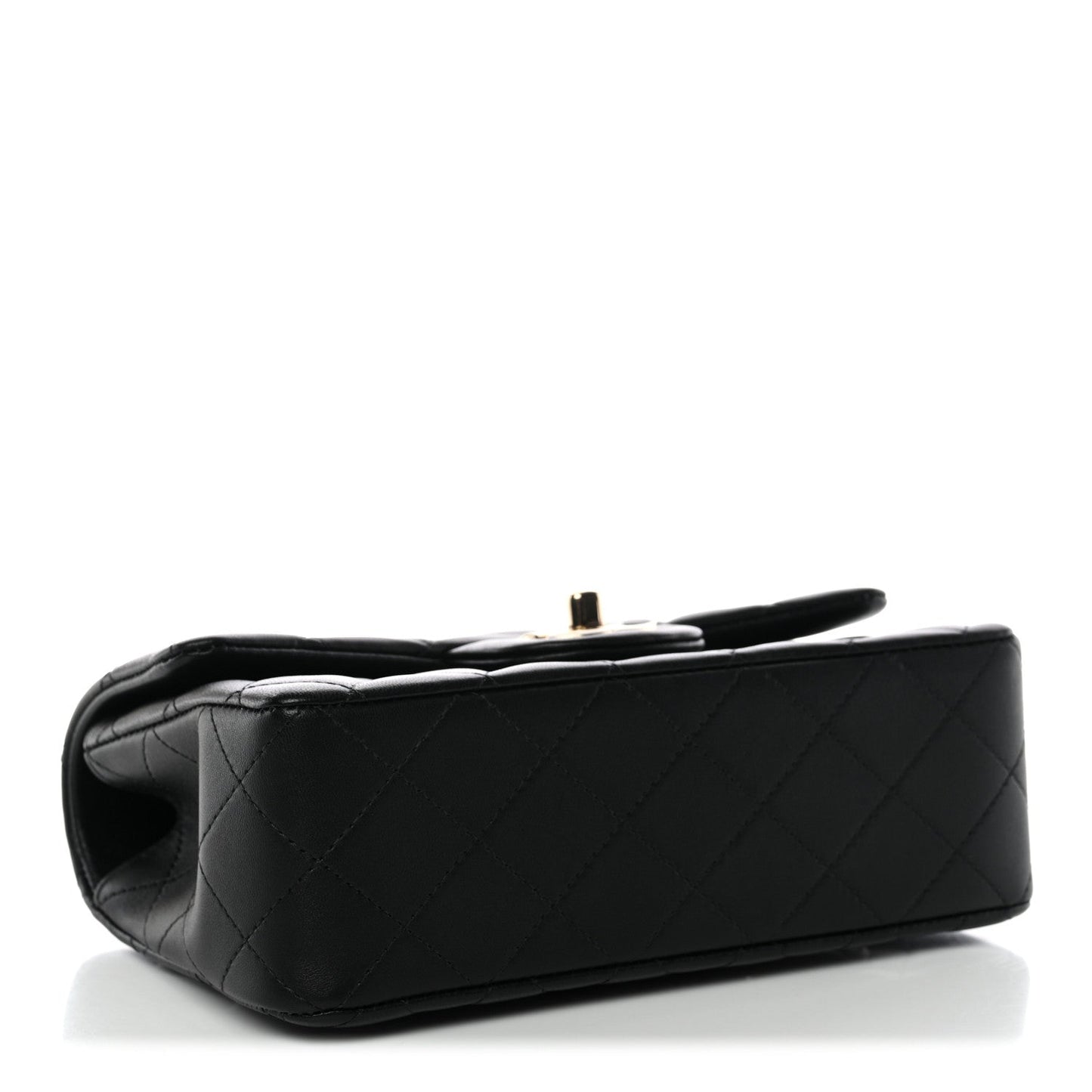 Lambskin Quilted Mini Top Handle Rectangular Flap Black