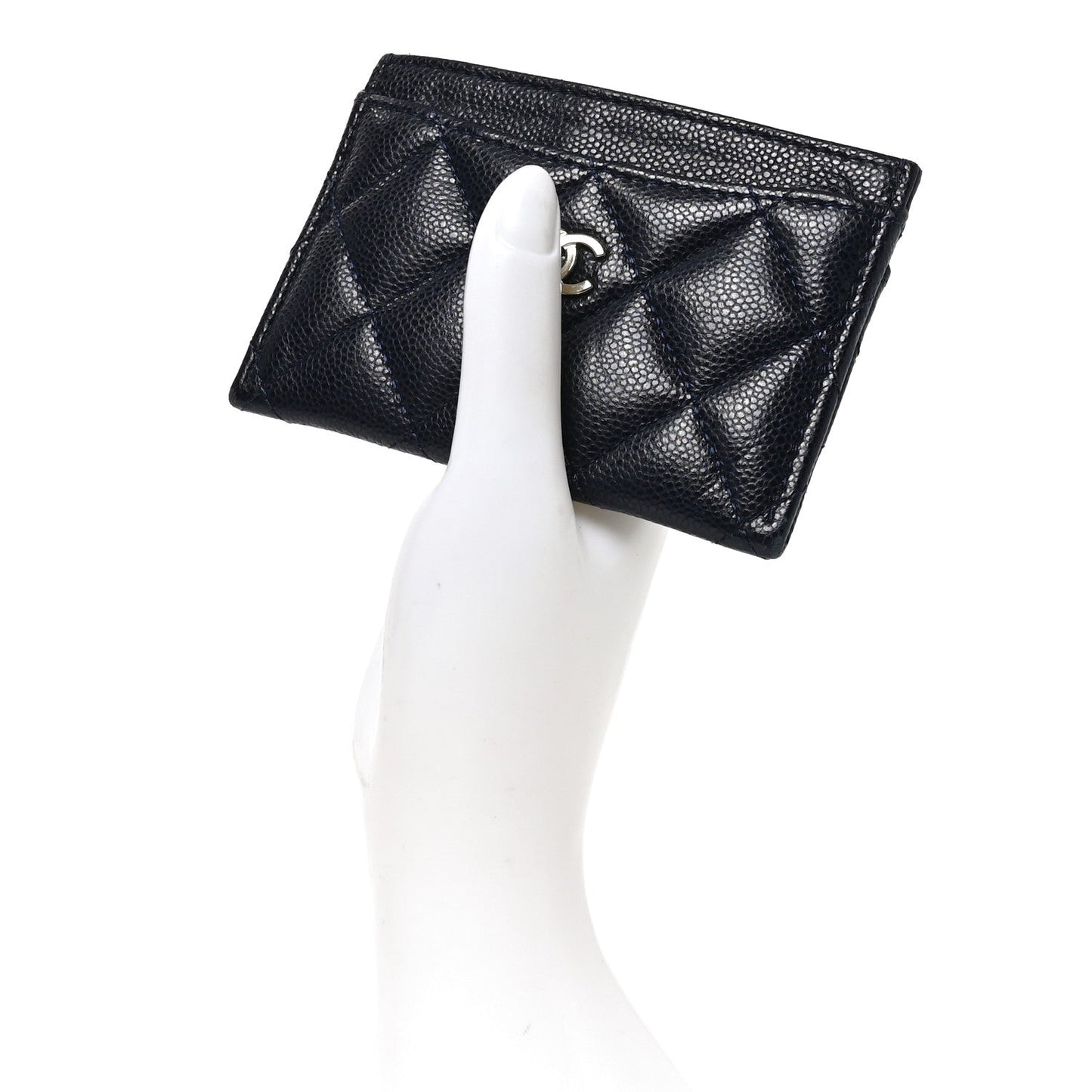 Caviar Quilted Card Holder Navy