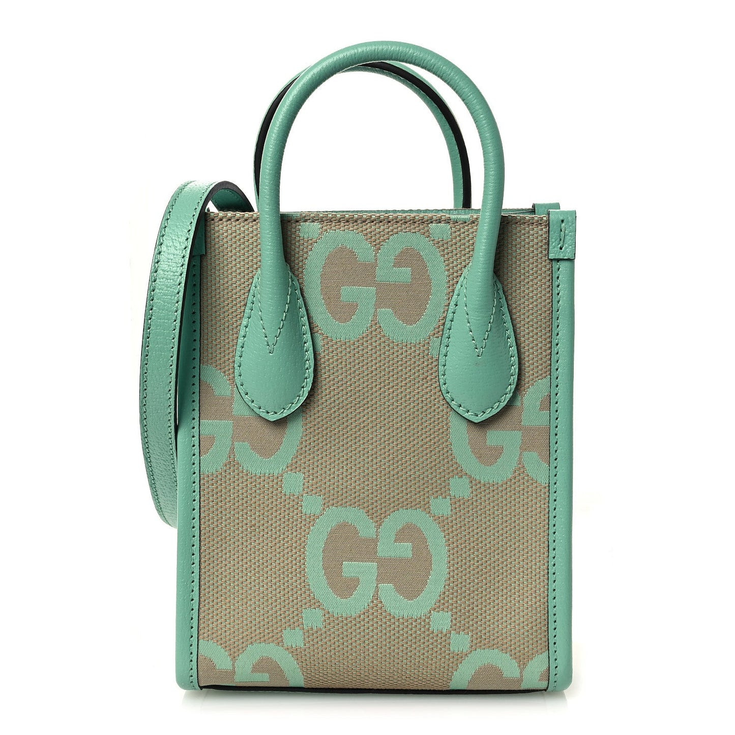 Monogram Jumbo GG Textured Dollar Calfskin Mini Tote Bag Pepperlight Mint