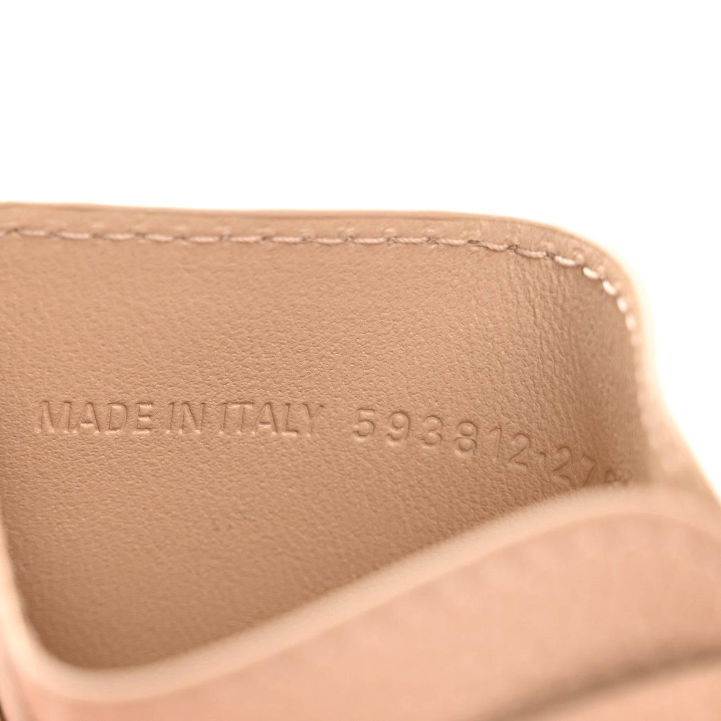 Grained Calfskin Logo Cash Rounded Card Holder Beige
