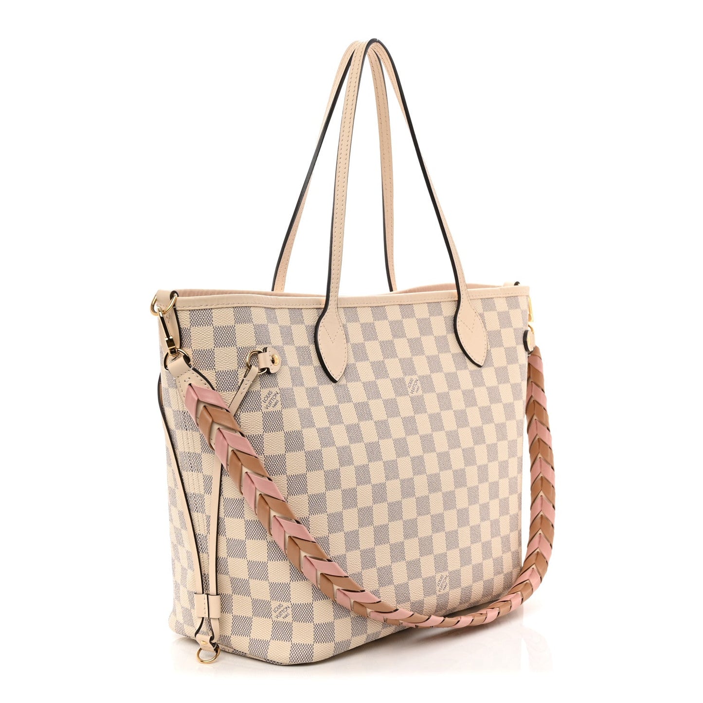 Damier Azur Braided Neverfull MM Pink