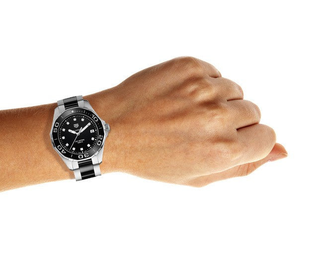 Tag Heuer Aquaracer Quartz Black Dial Two Tone Steel Strap Watch for Women - WAY131C.BA0913