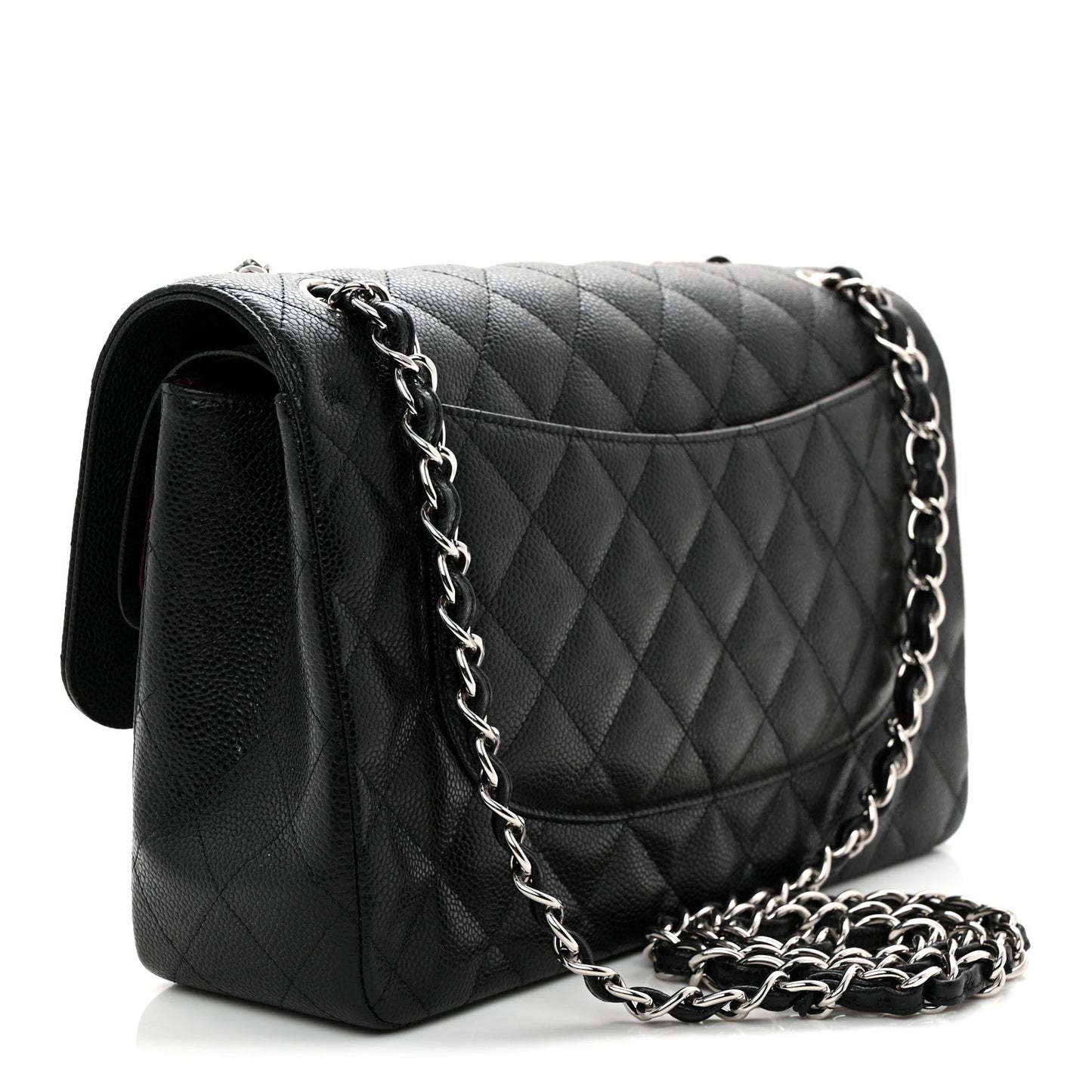 Caviar Quilted Jumbo Double Flap Black