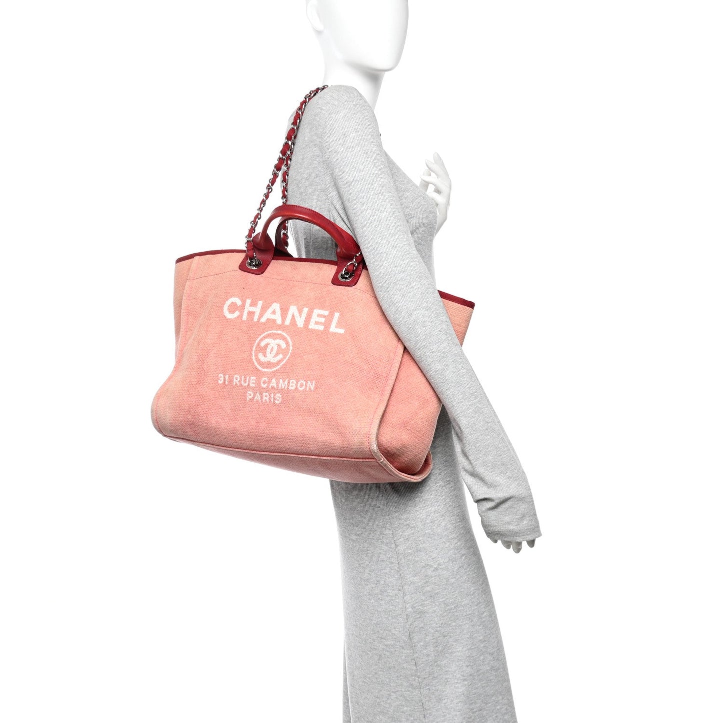 Canvas Medium Deauville Tote Red