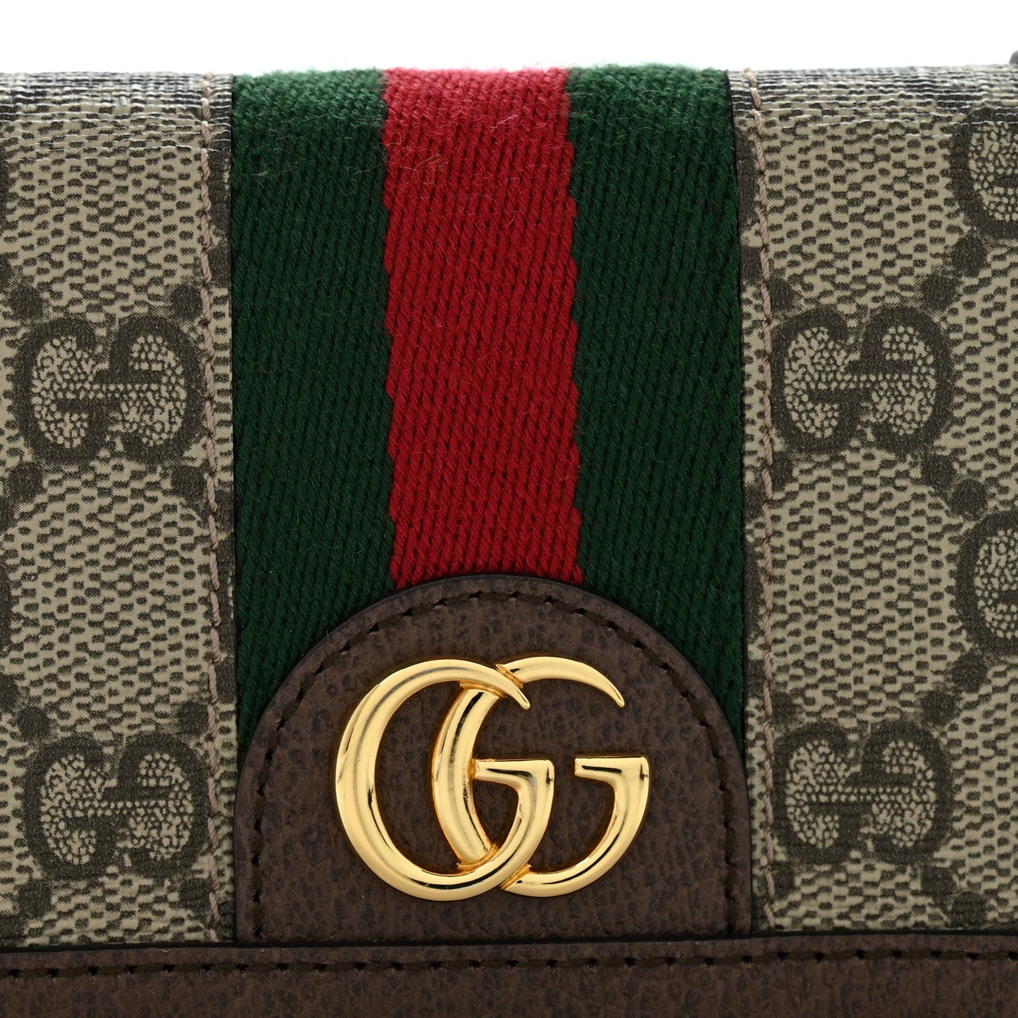GG Supreme Monogram Web Ophidia Card Case Beige New Acero