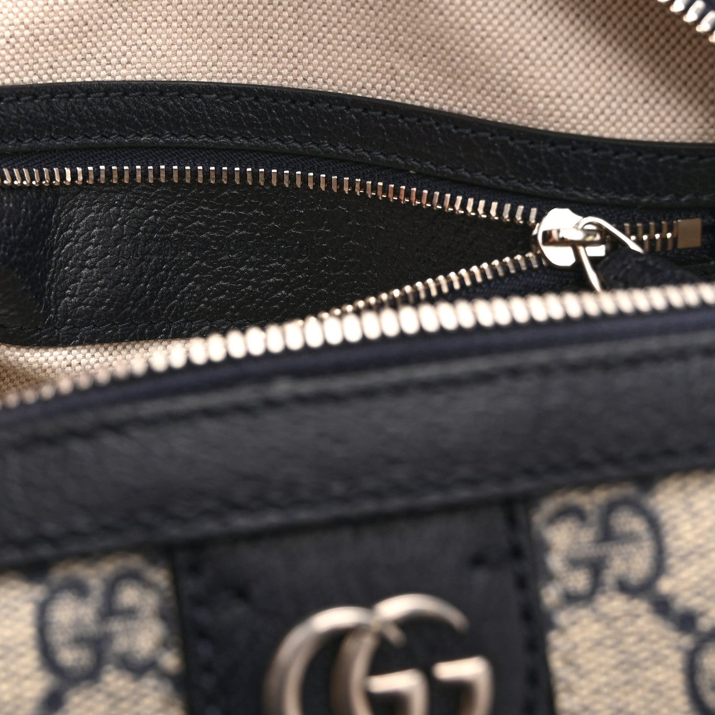 GG Supreme Monogram Web Small Ophidia Top Handle Bag Beige Blue