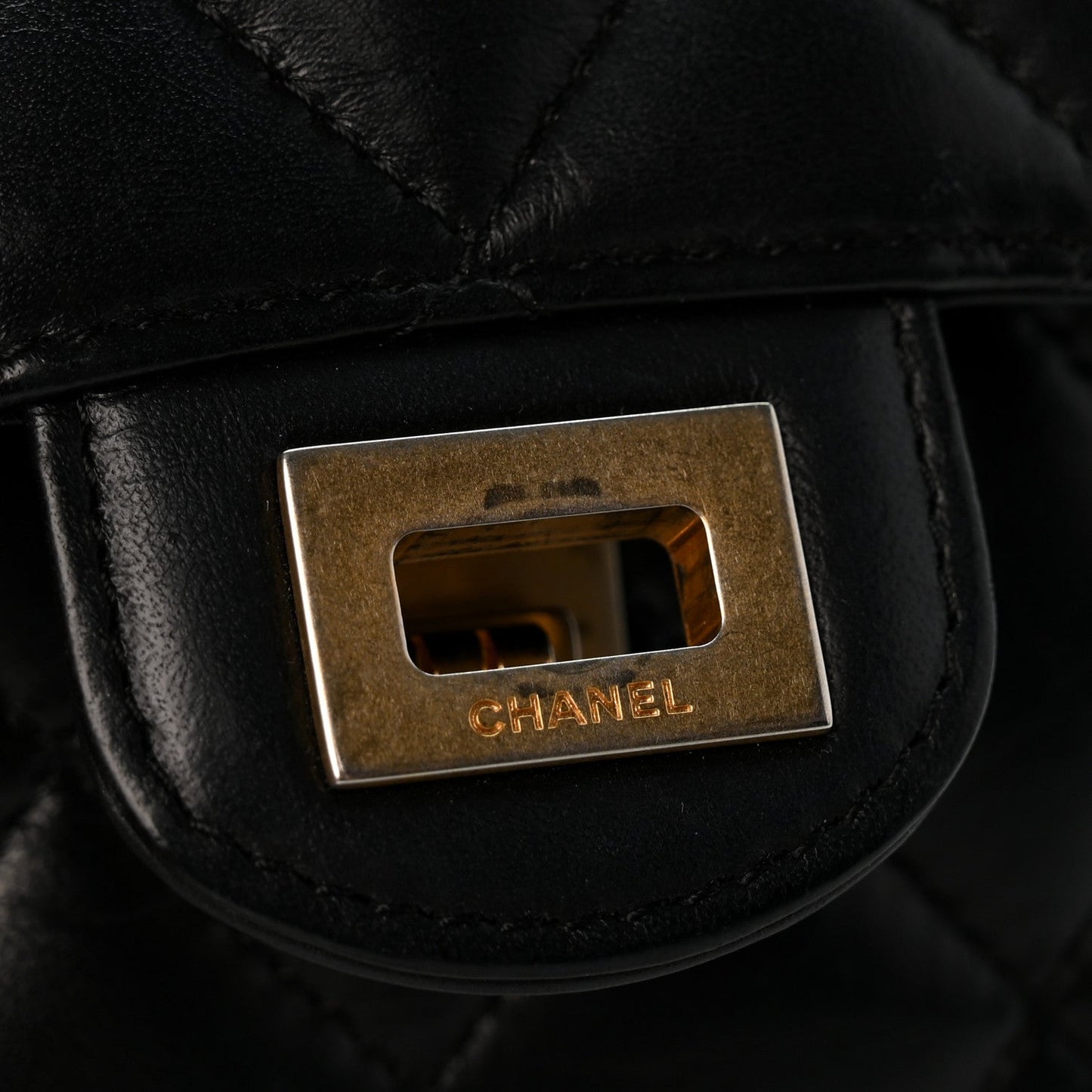Aged Calfskin Quilted Reissue Compact Wallet Black