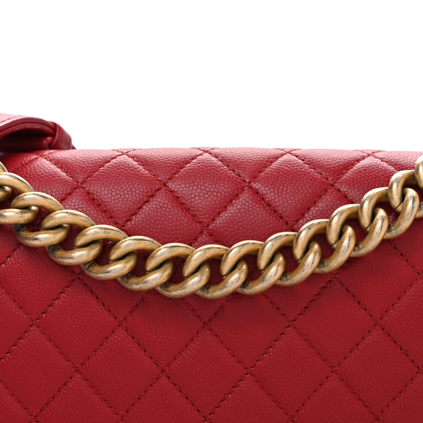 Caviar Quilted Medium Boy Flap Red