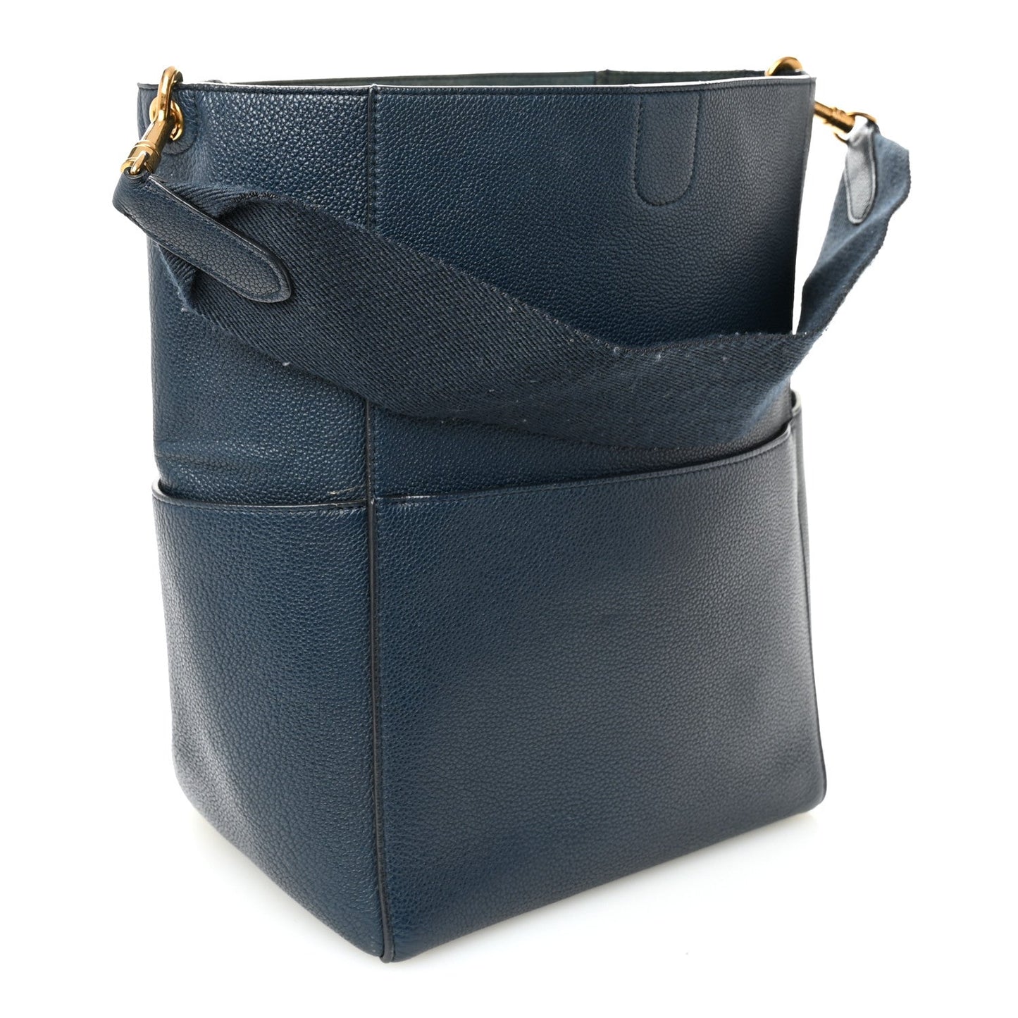 Goatskin Sangle Bucket Bag Blue