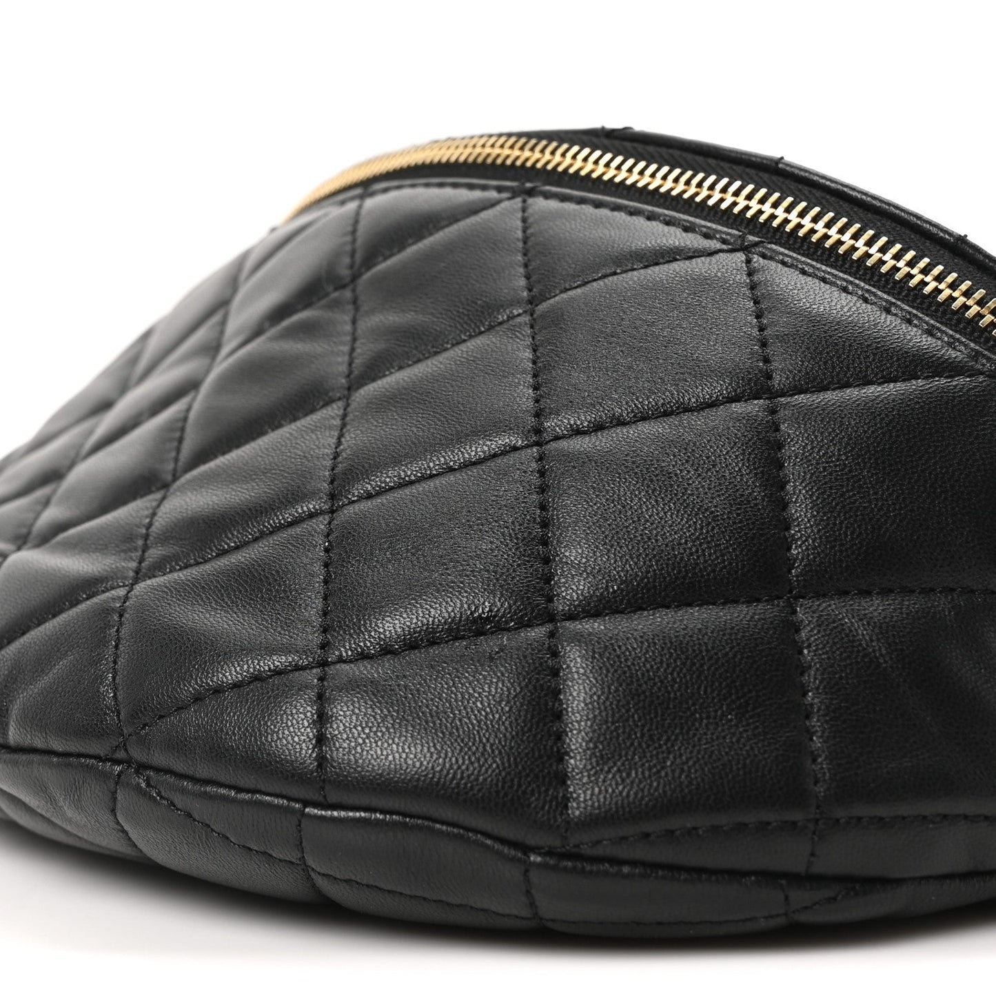 Lambskin Pearl Quilted CC Belt Bag Black