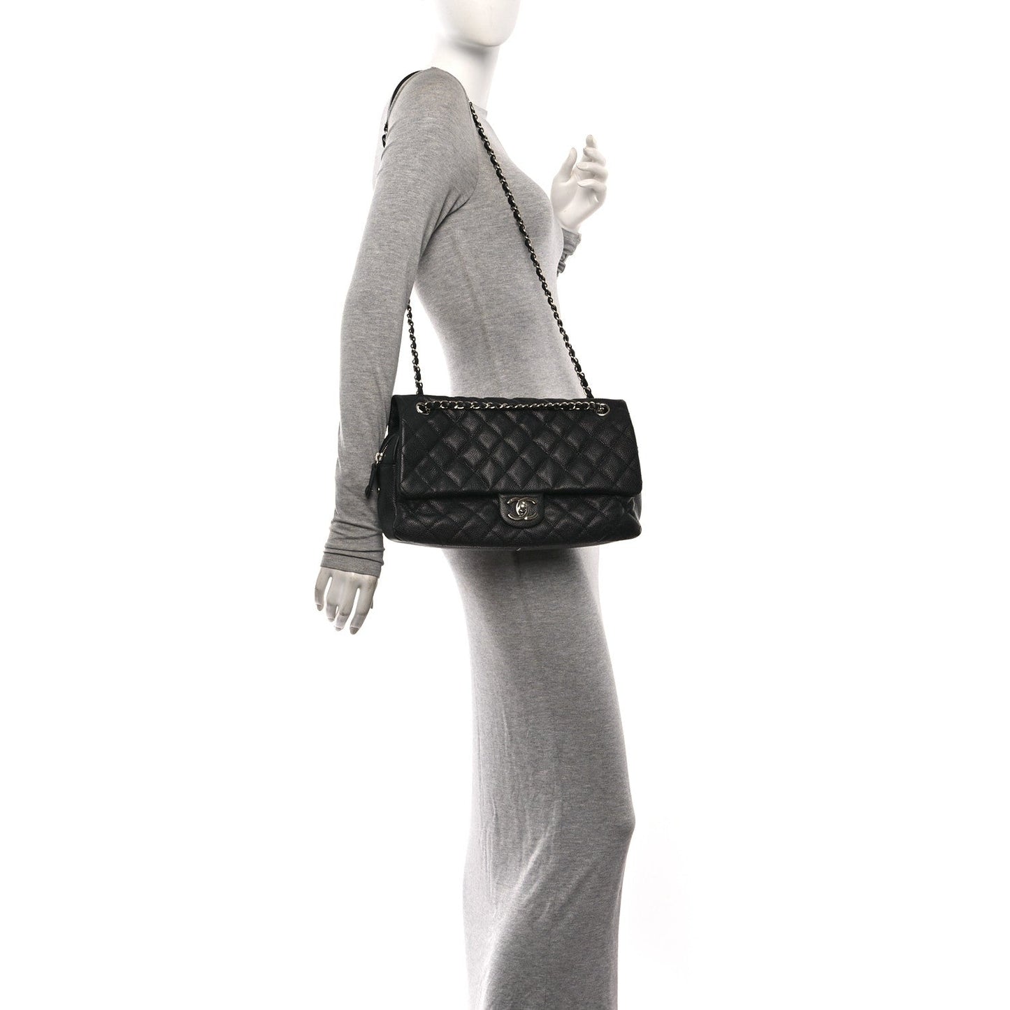 Caviar Quilted Jumbo Easy Flap Black