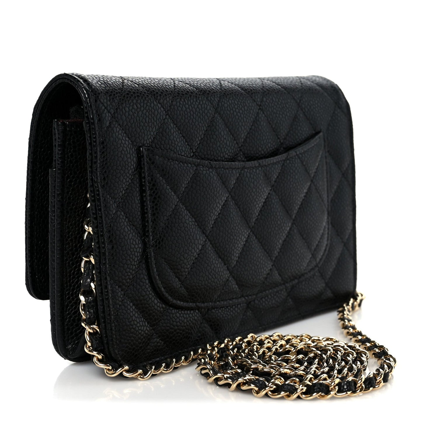 Caviar Quilted CC Turnlock Wallet On Chain WOC Black