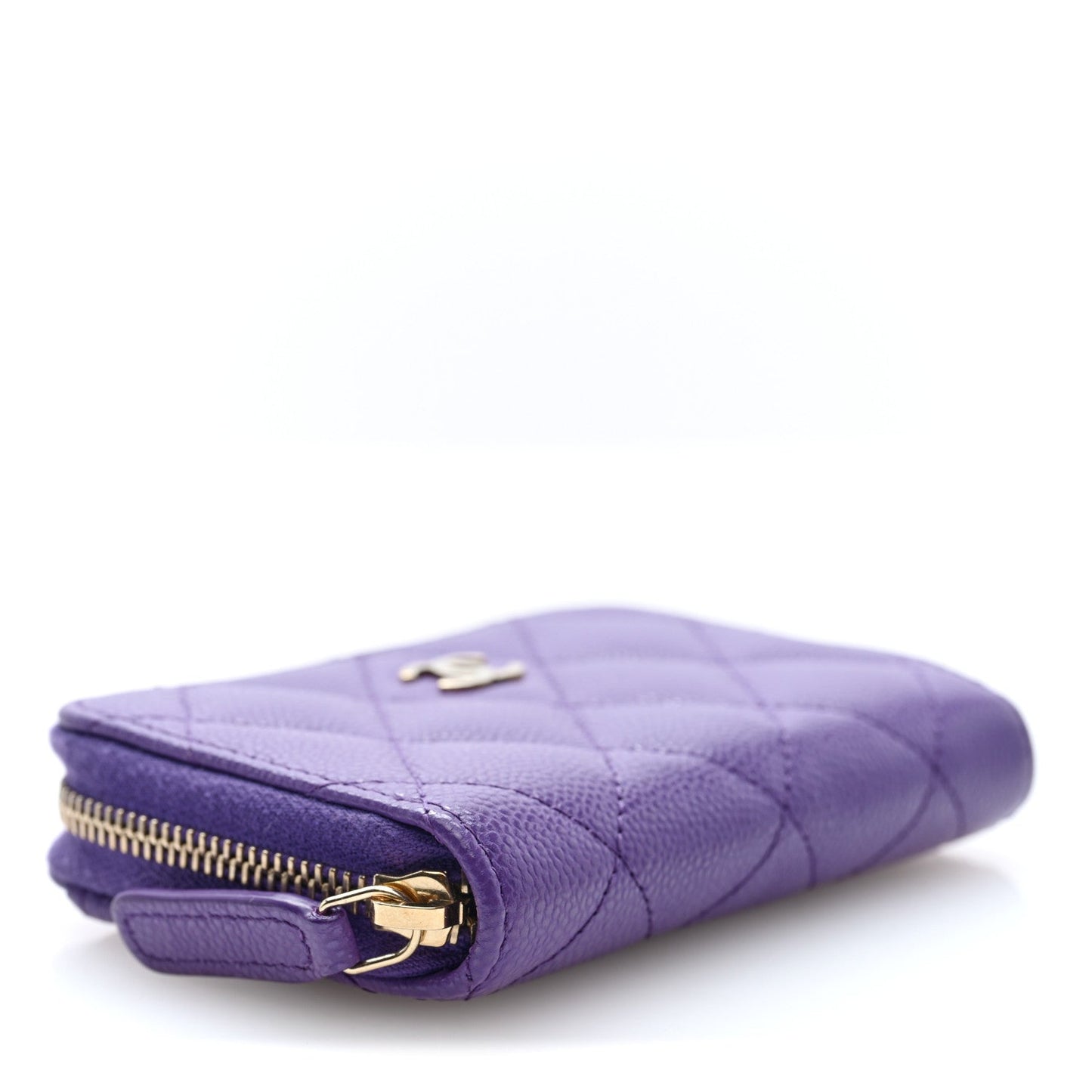 Caviar Quilted Zip Coin Purse Purple