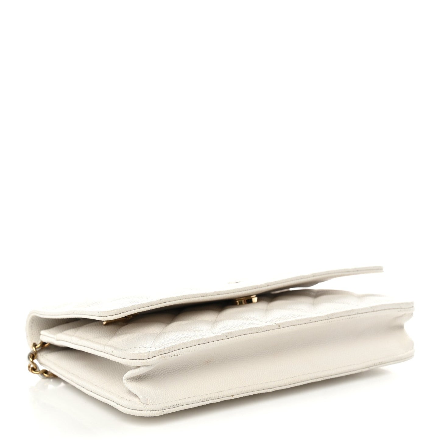 Caviar Quilted Wallet on Chain WOC White