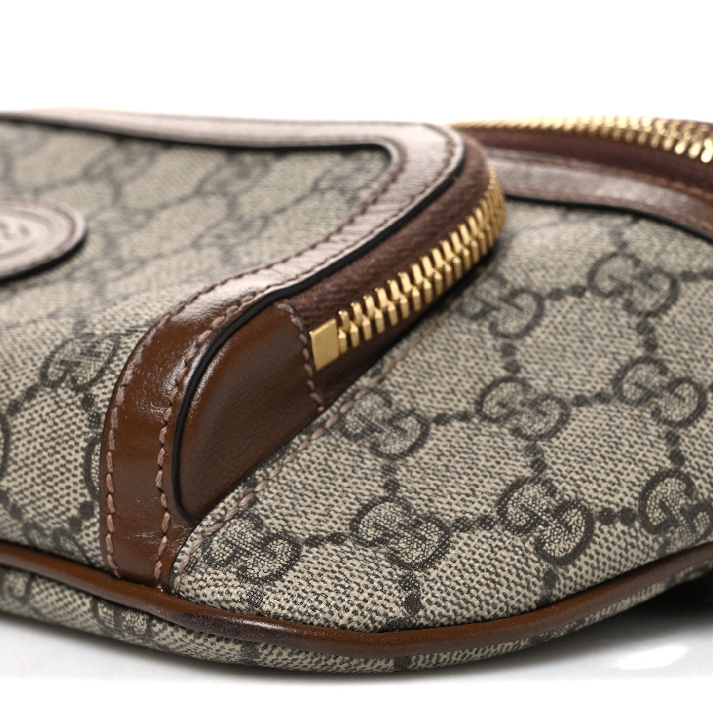 GG Supreme Monogram Textured Calfskin Retro Interlocking G Belt Bag Beige Ebony Brown Sugar