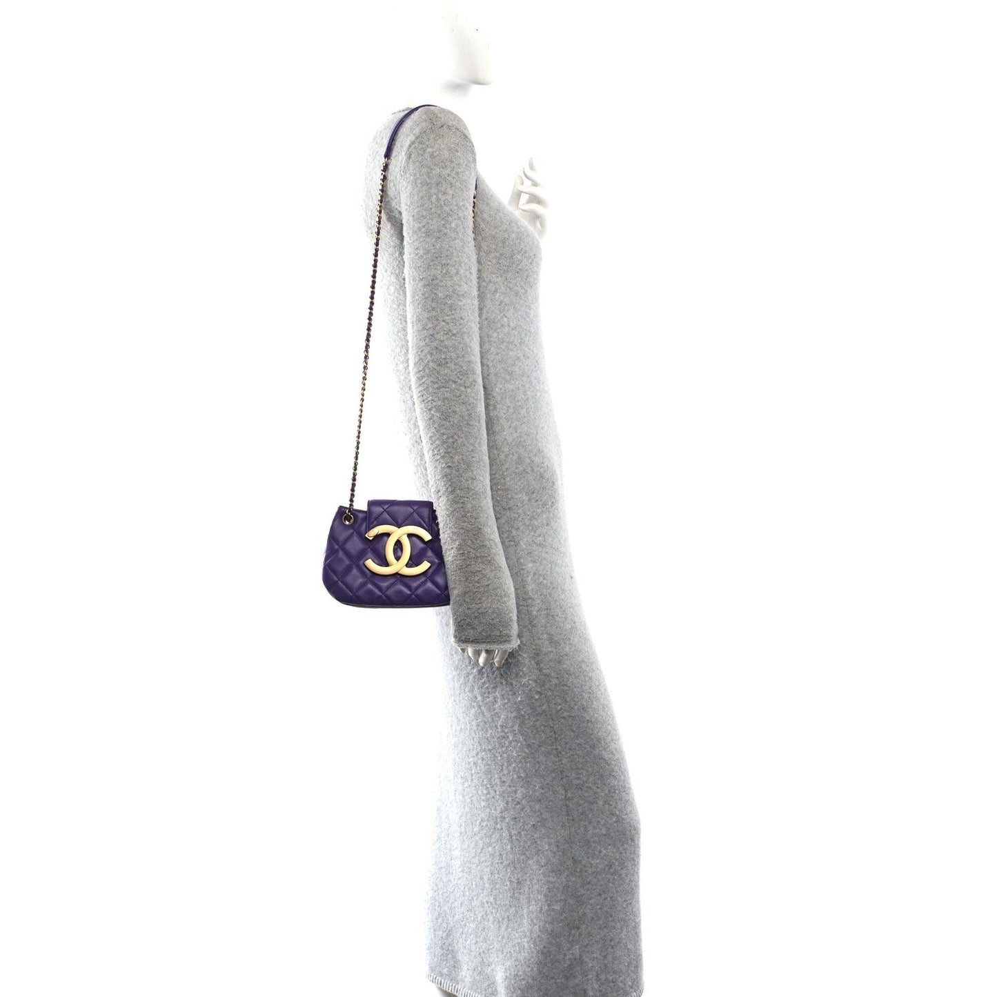 Lambskin Quilted Small Messenger Bag Purple