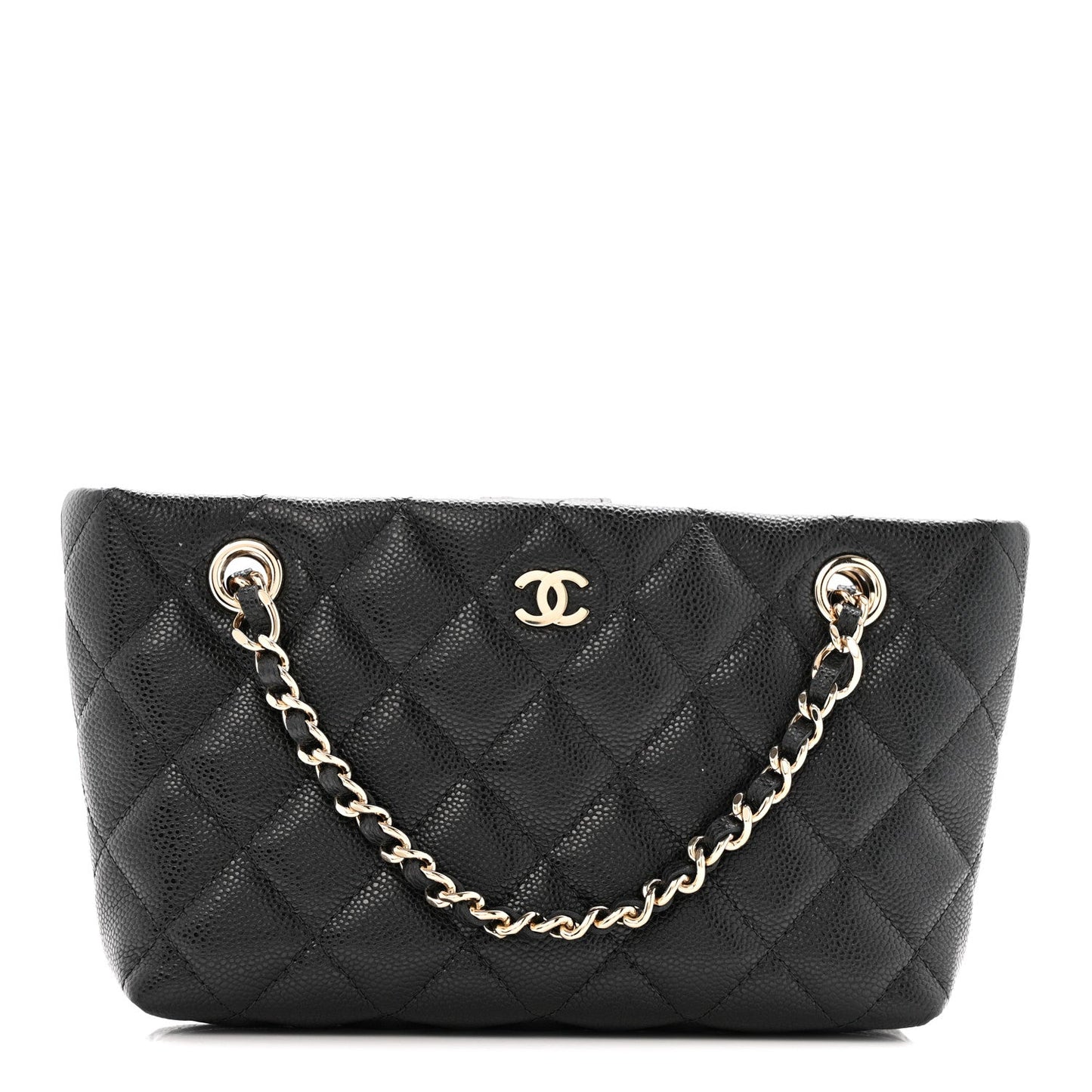 Caviar Quilted Classic Clutch Tote With Chain Black