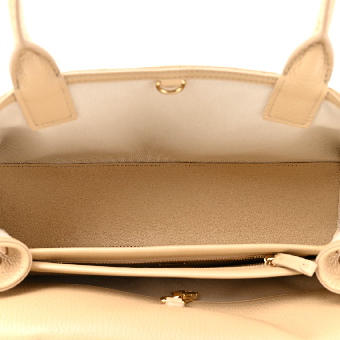 Grained Calfskin Stitched Urban Essentials Small Shopping Bag Beige