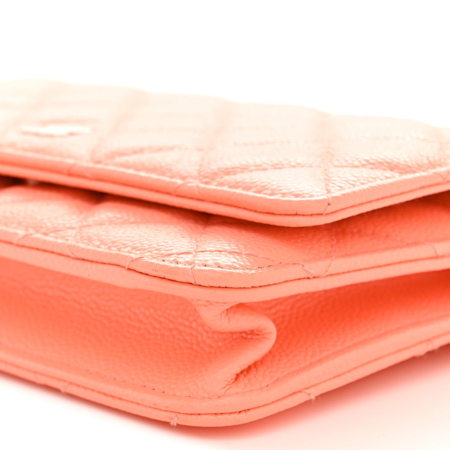 Caviar Quilted Wallet on Chain WOC Coral