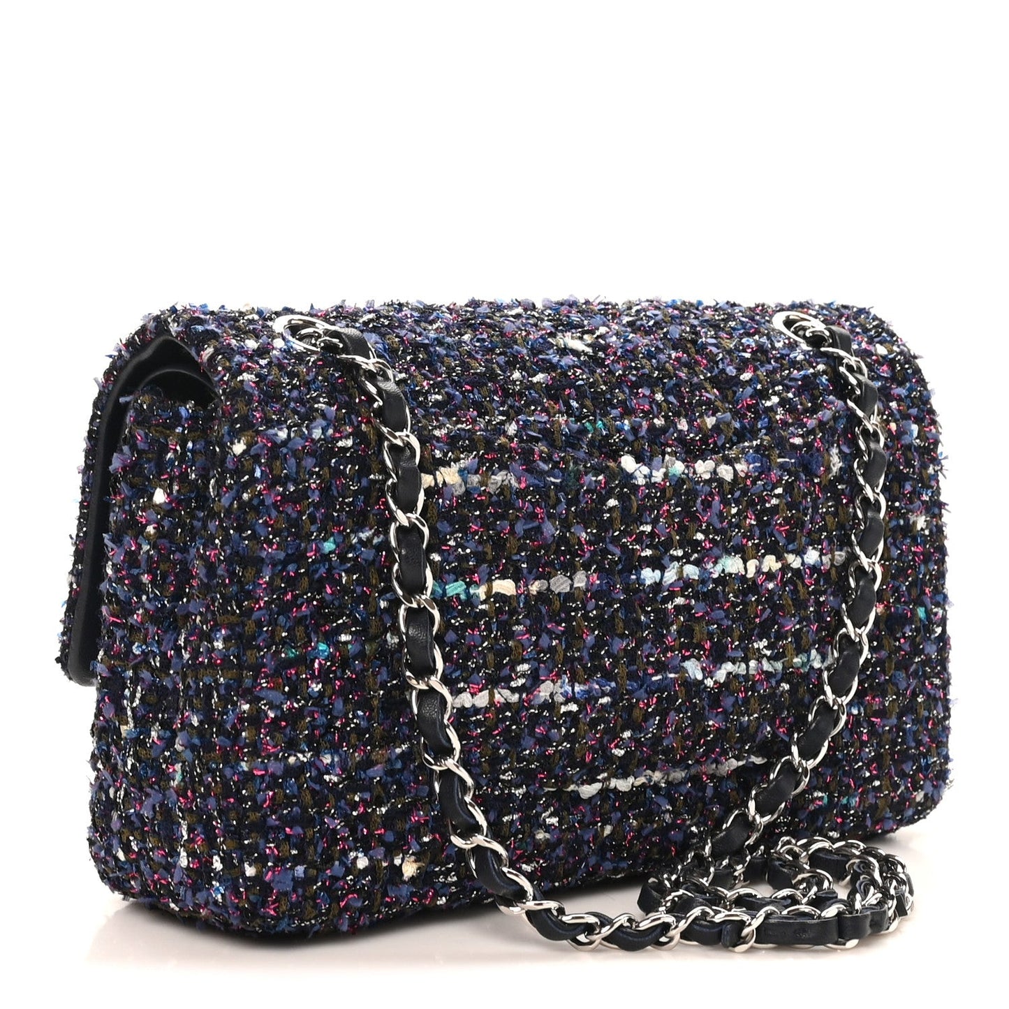 Tweed Quilted Medium Double Flap Blue Purple Khaki Pink