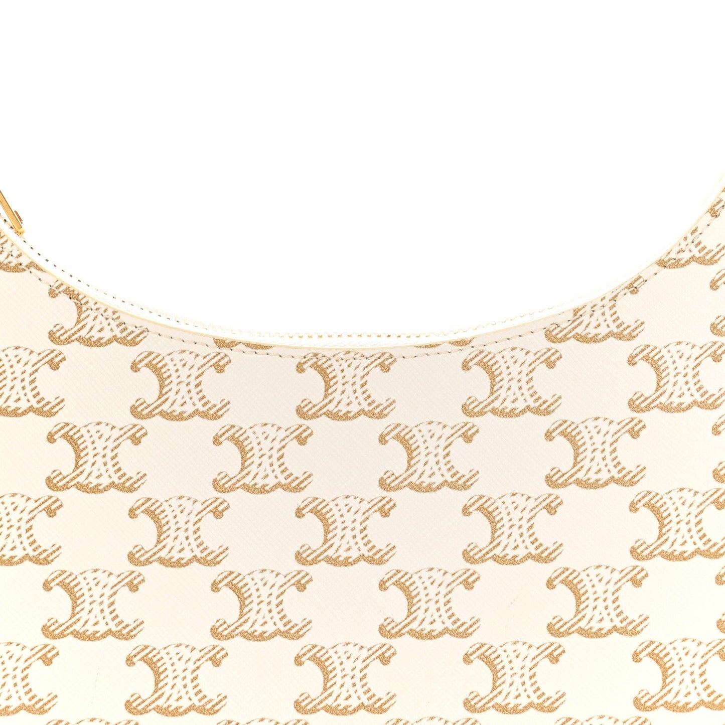 Canvas Calfskin Ava Triomphe Shoulder Bag White